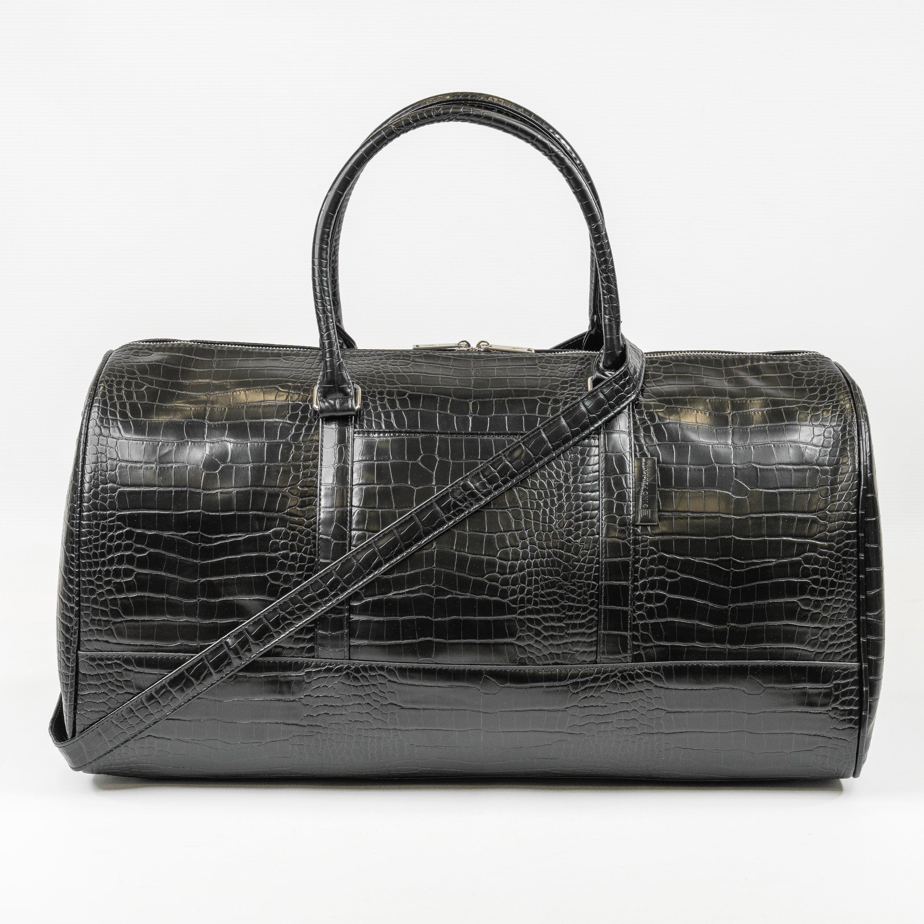 Gino Ferrari  Luca Large Faux Leather Holdall Travel Bag - Black Gfh002 - 42L