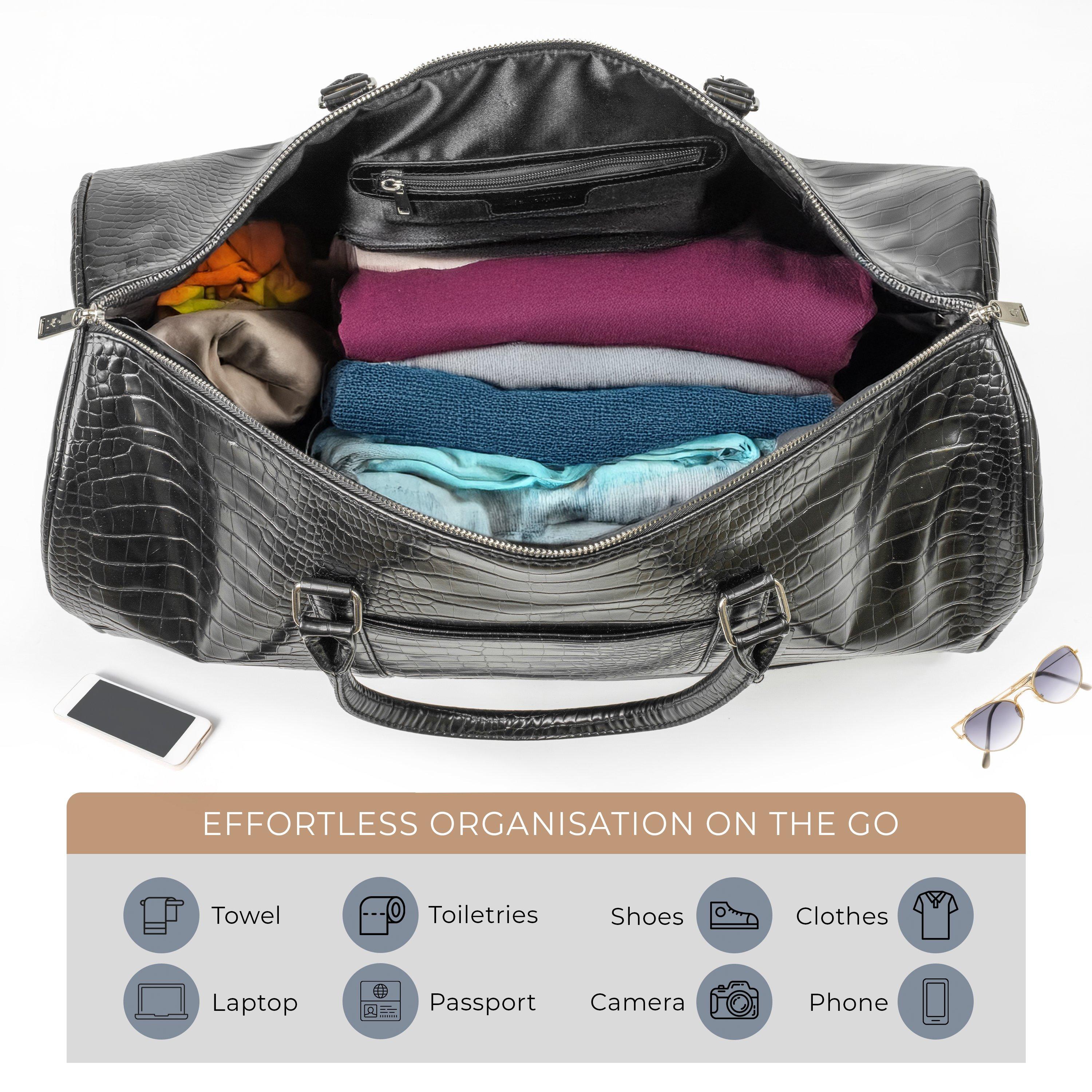 Black Gfh002 - Gino Ferrari - Luca Large Faux Leather Travel Weekend Holdall Bag - 5