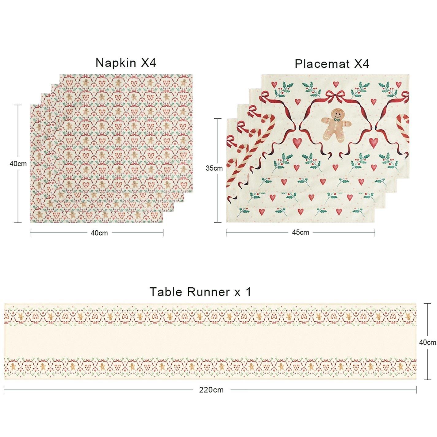 Gingerbread - The Spirit Of Christmas - Table Runner Set - 3