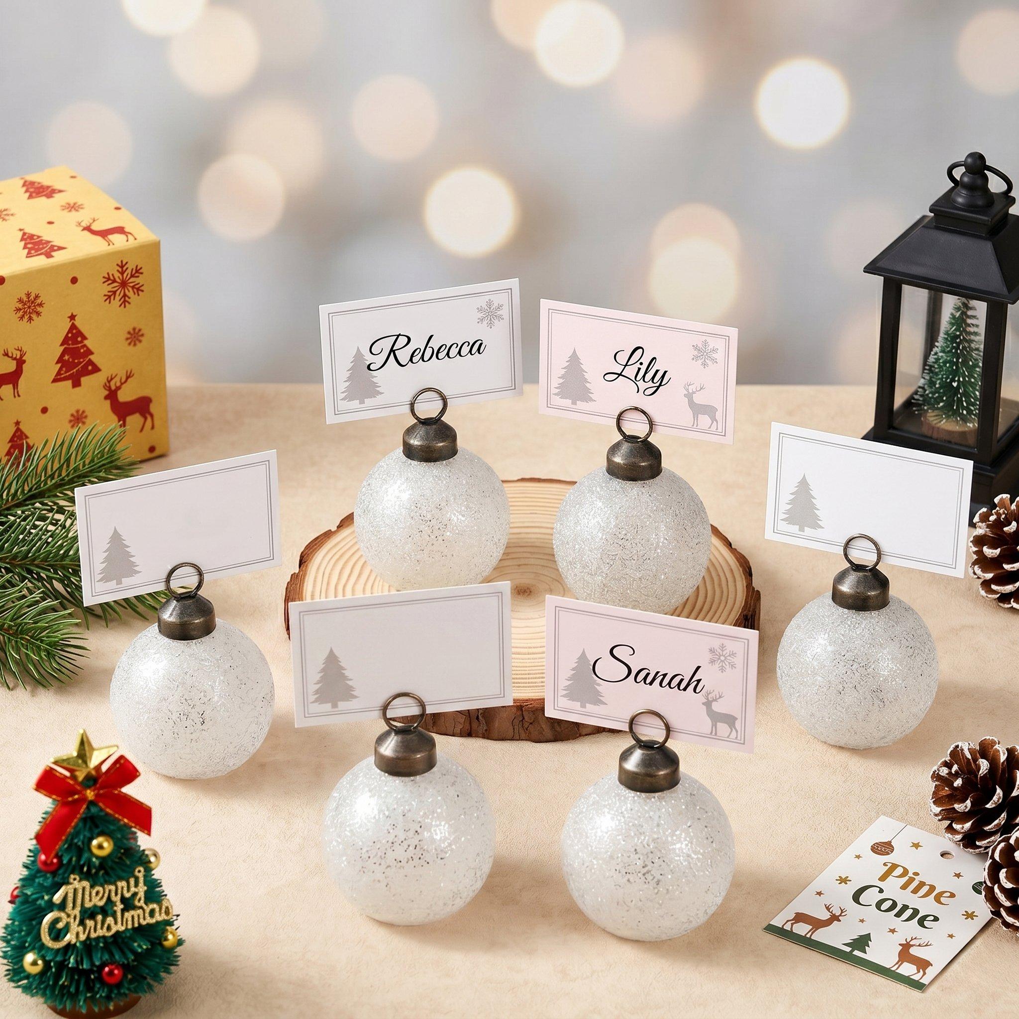 Silver Bauble - The Spirit Of Christmas - 6 piece Table Place Holders - 1