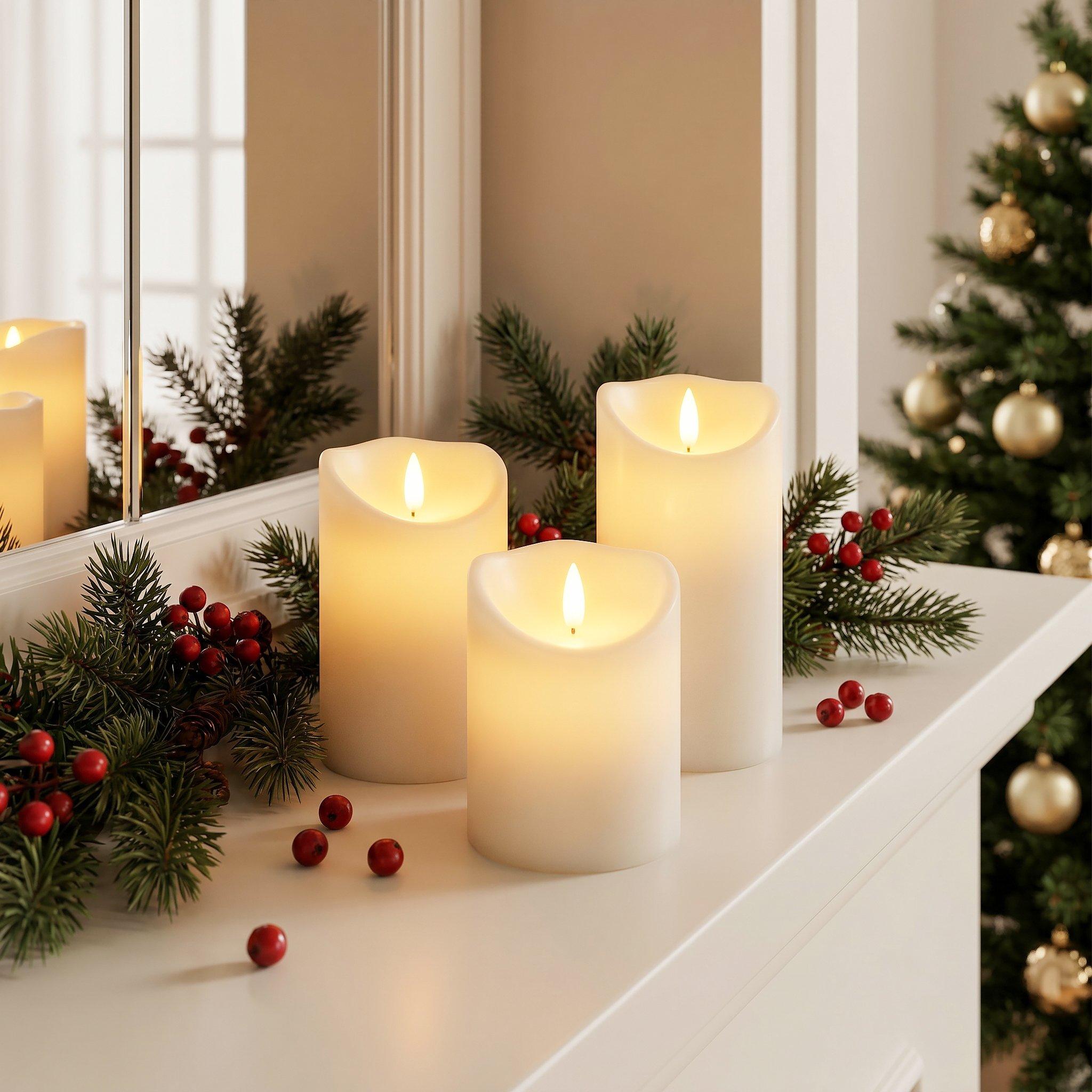 Branco Quente - The Spirit Of Christmas - 3 Piece LED Candles - 4