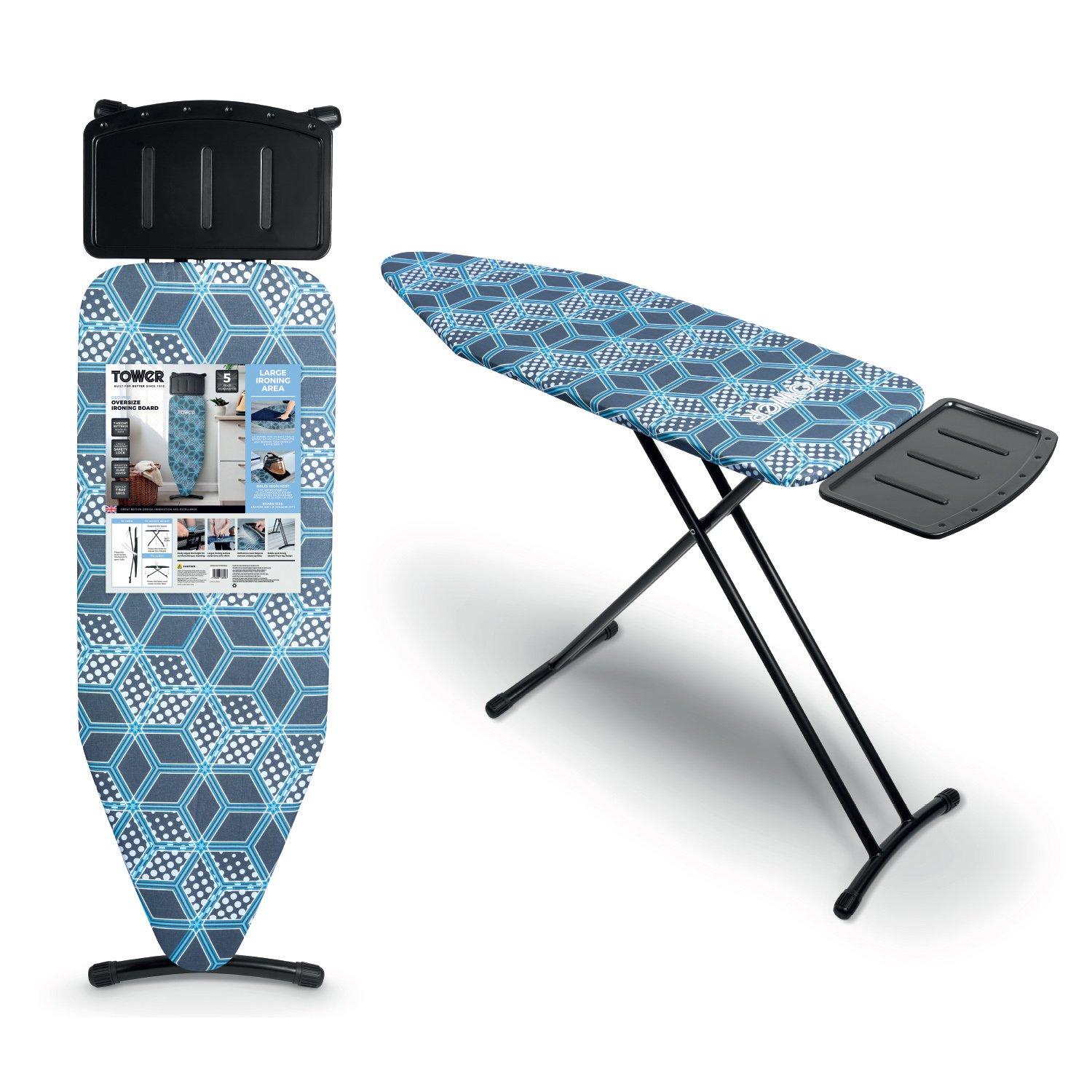 Tower  T873001blk Geo Pro Oversize Ironing Board - Blue - Medium