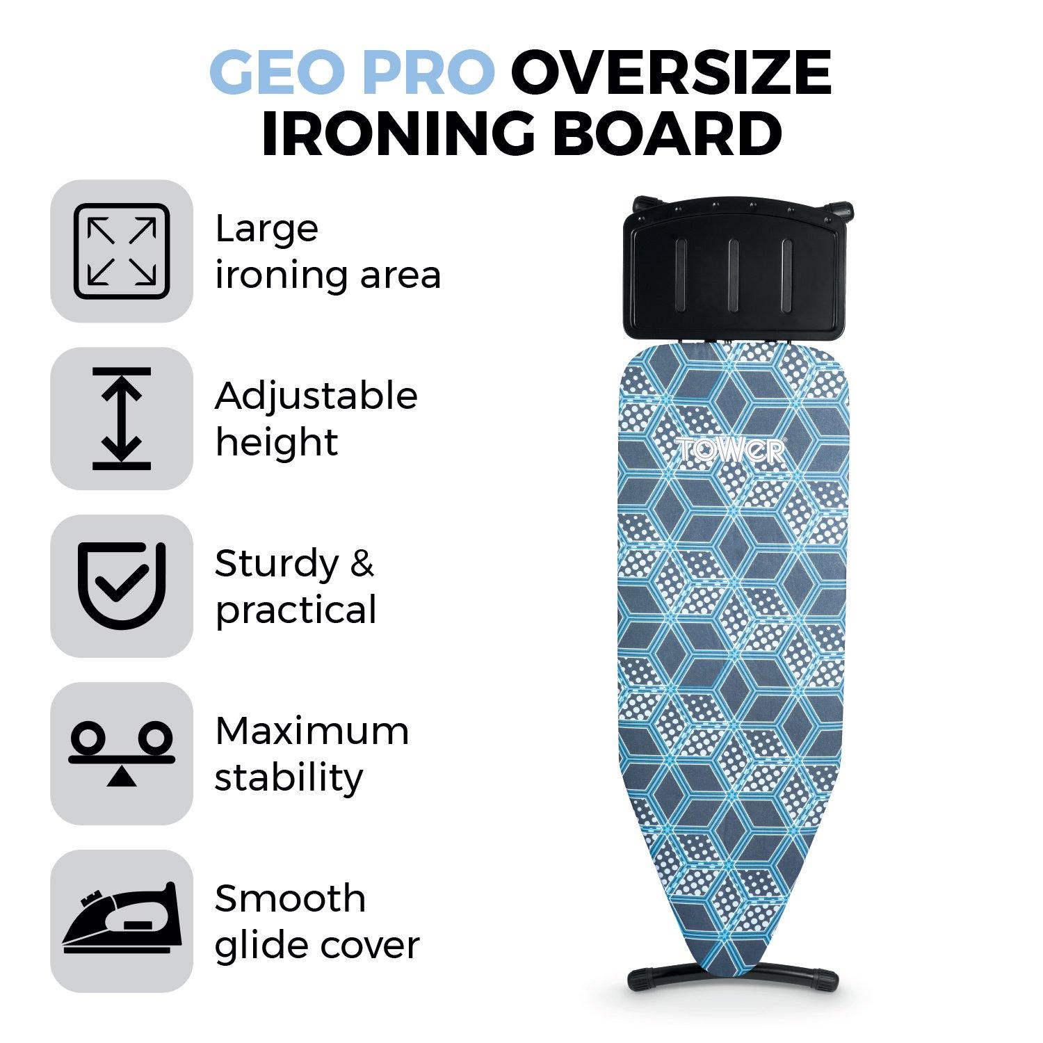 Blue - Tower - T873001BLK Geo Pro Oversize Ironing Board - 2