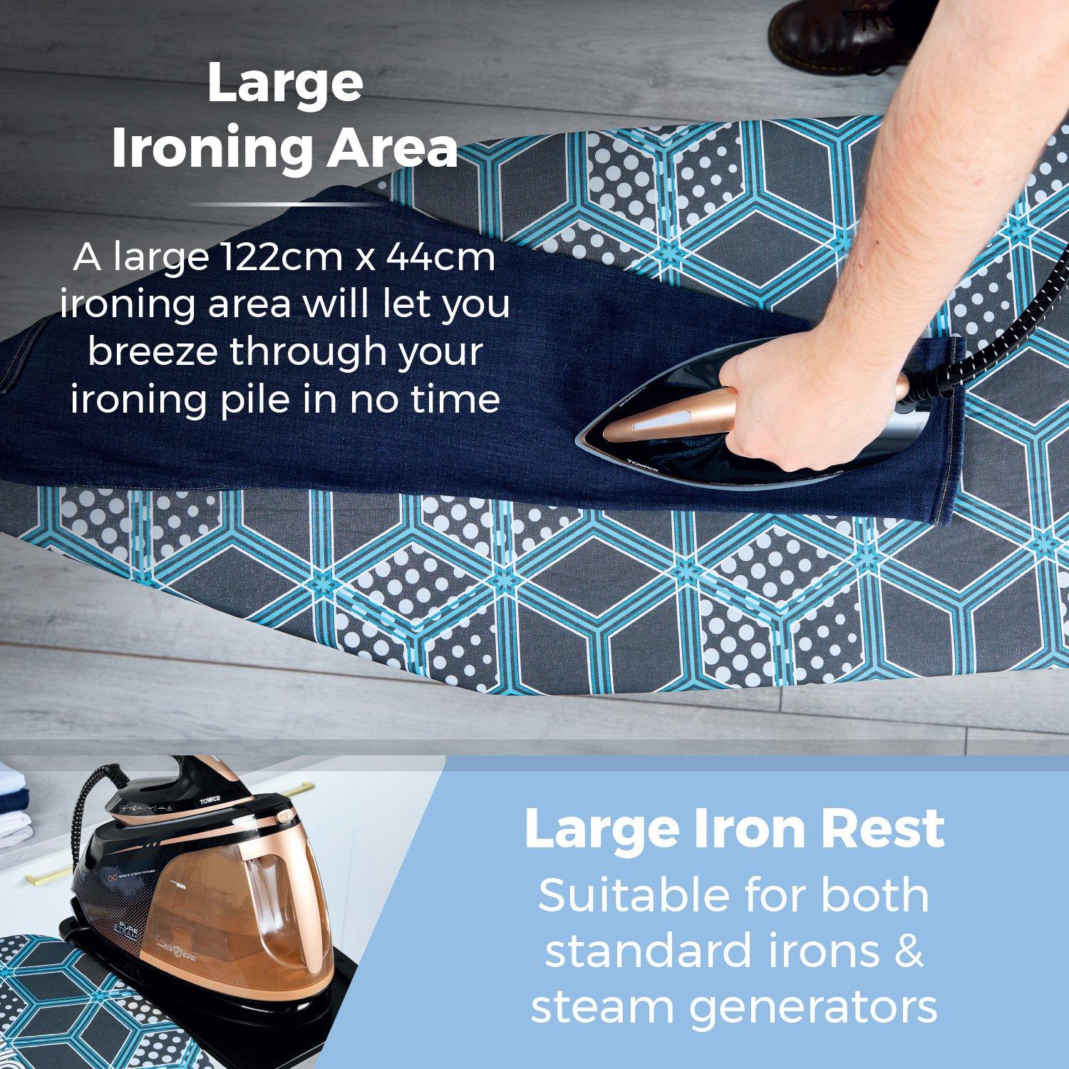 Blue - Tower - T873001BLK Geo Pro Oversize Ironing Board - 3