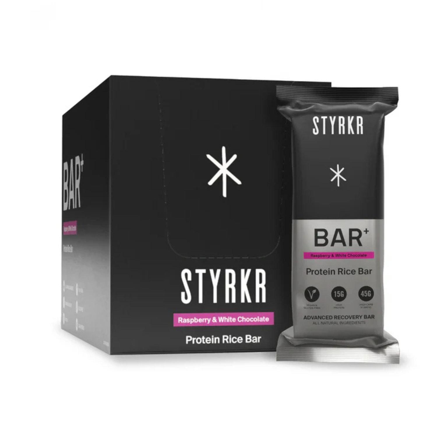 Styrkr  Bar+ Vegan Protein & Energy Bar (12 X 65G) - Raspberry & Whi - Pack of 12