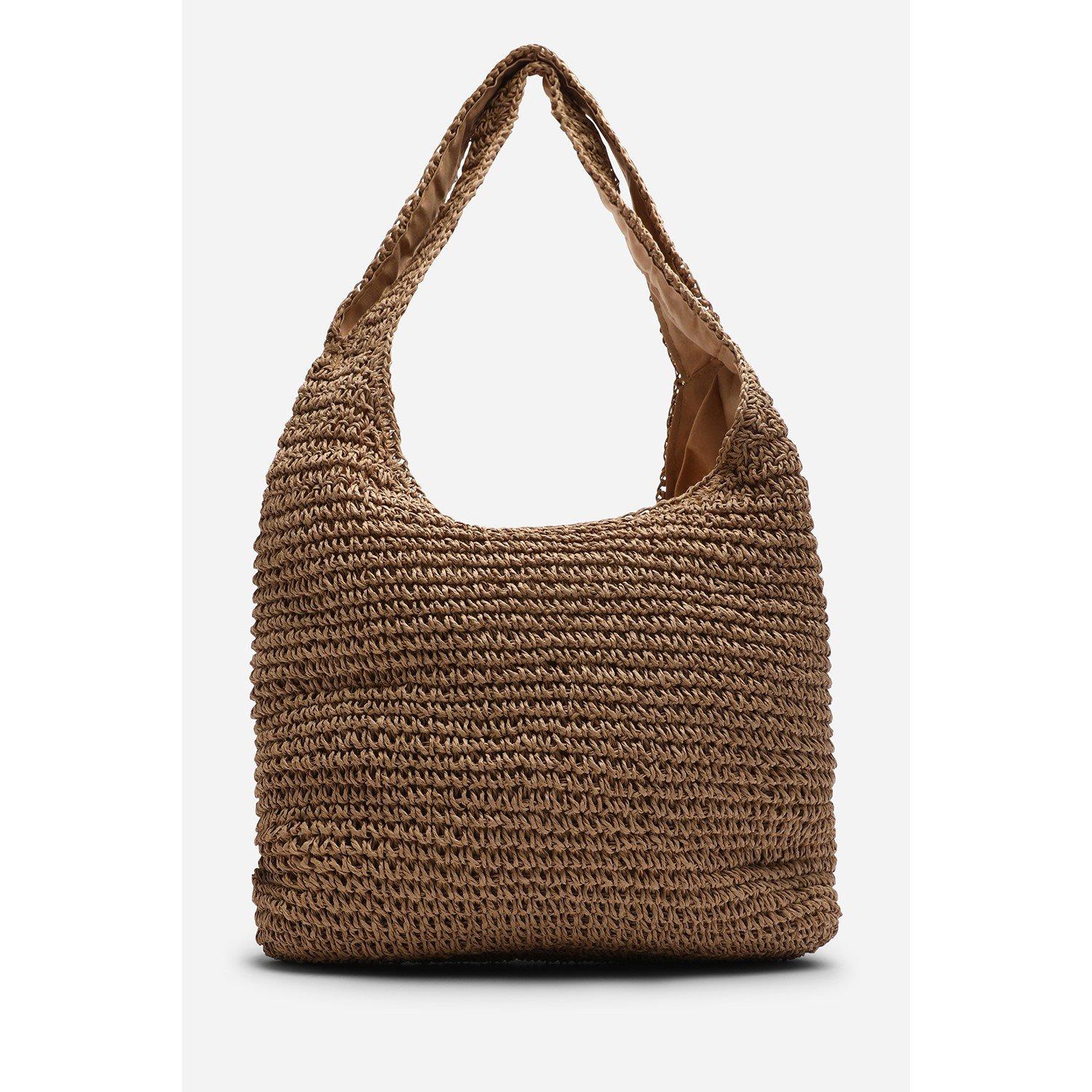 Marrone - Wheres That From - Where’s Slouchy Raffia Shoulder Bag - 2