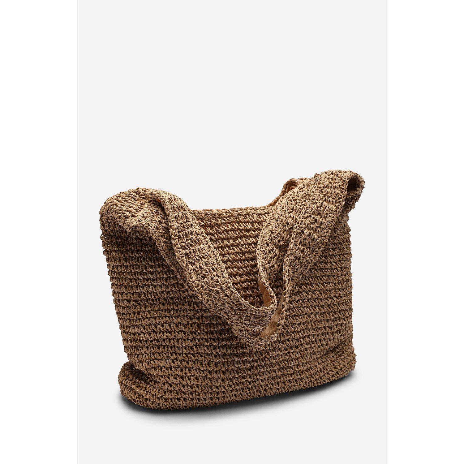 Marrone - Wheres That From - Where’s Slouchy Raffia Shoulder Bag - 3