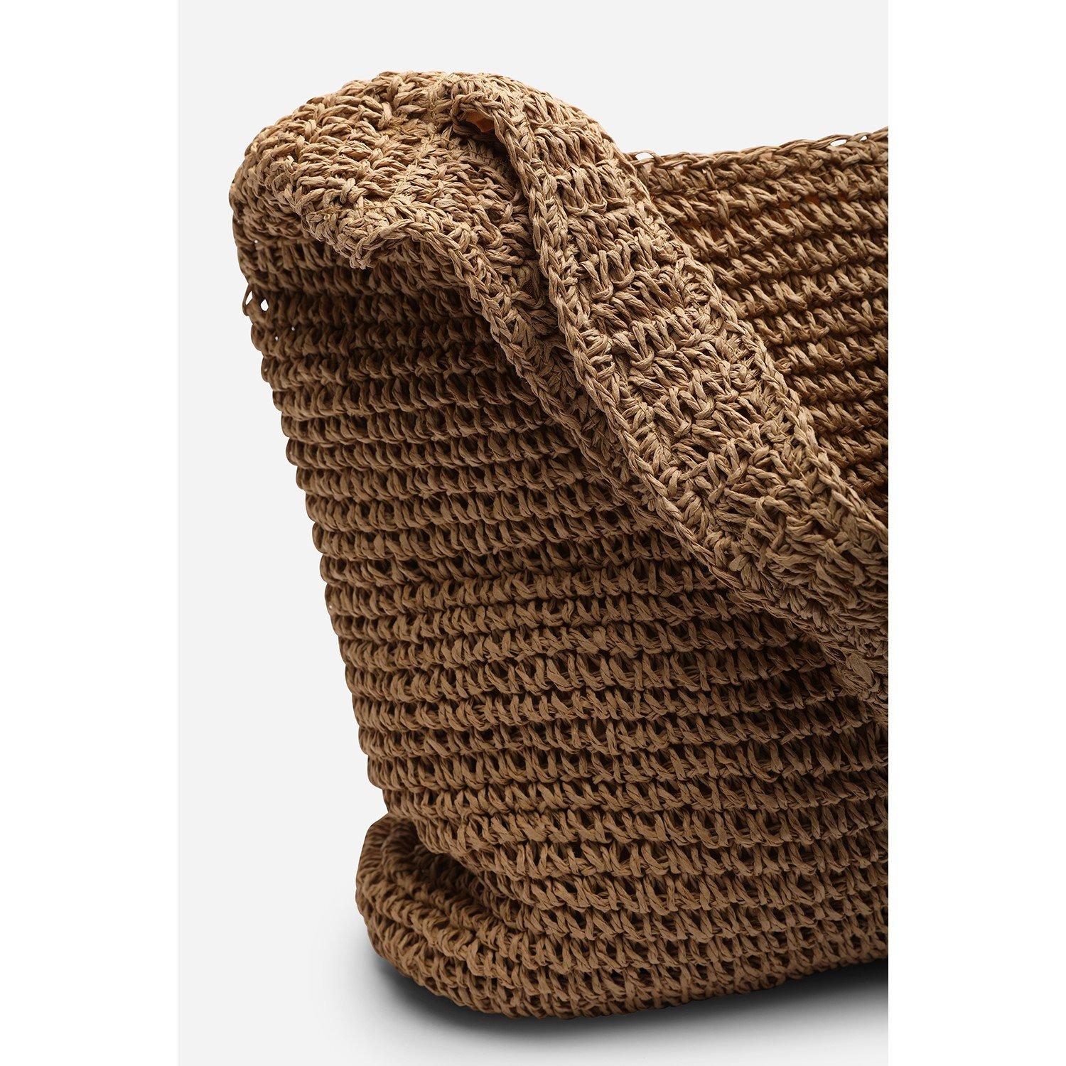 Marrone - Wheres That From - Where’s Slouchy Raffia Shoulder Bag - 4