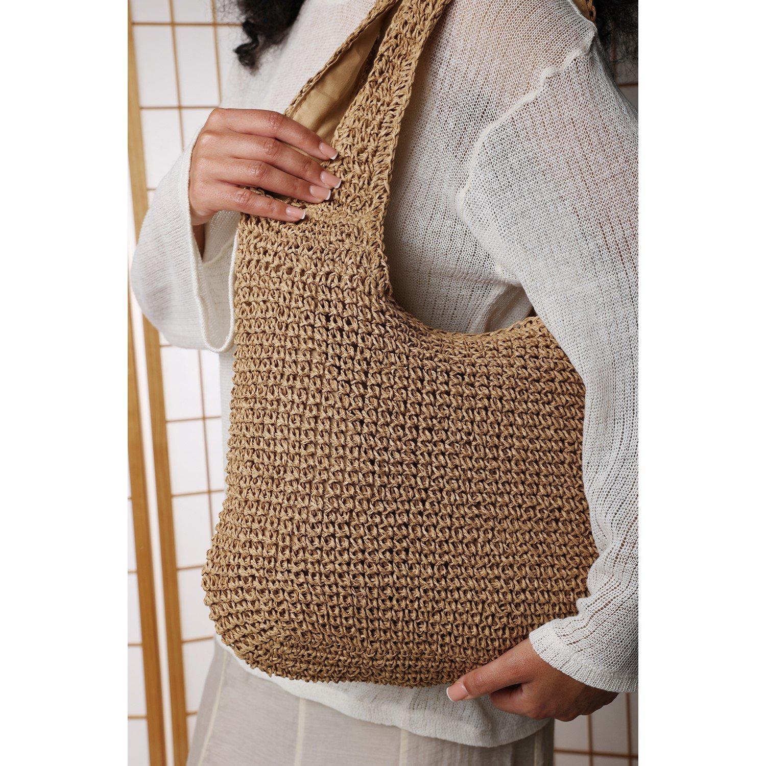 Marrone - Wheres That From - Where’s Slouchy Raffia Shoulder Bag - 6