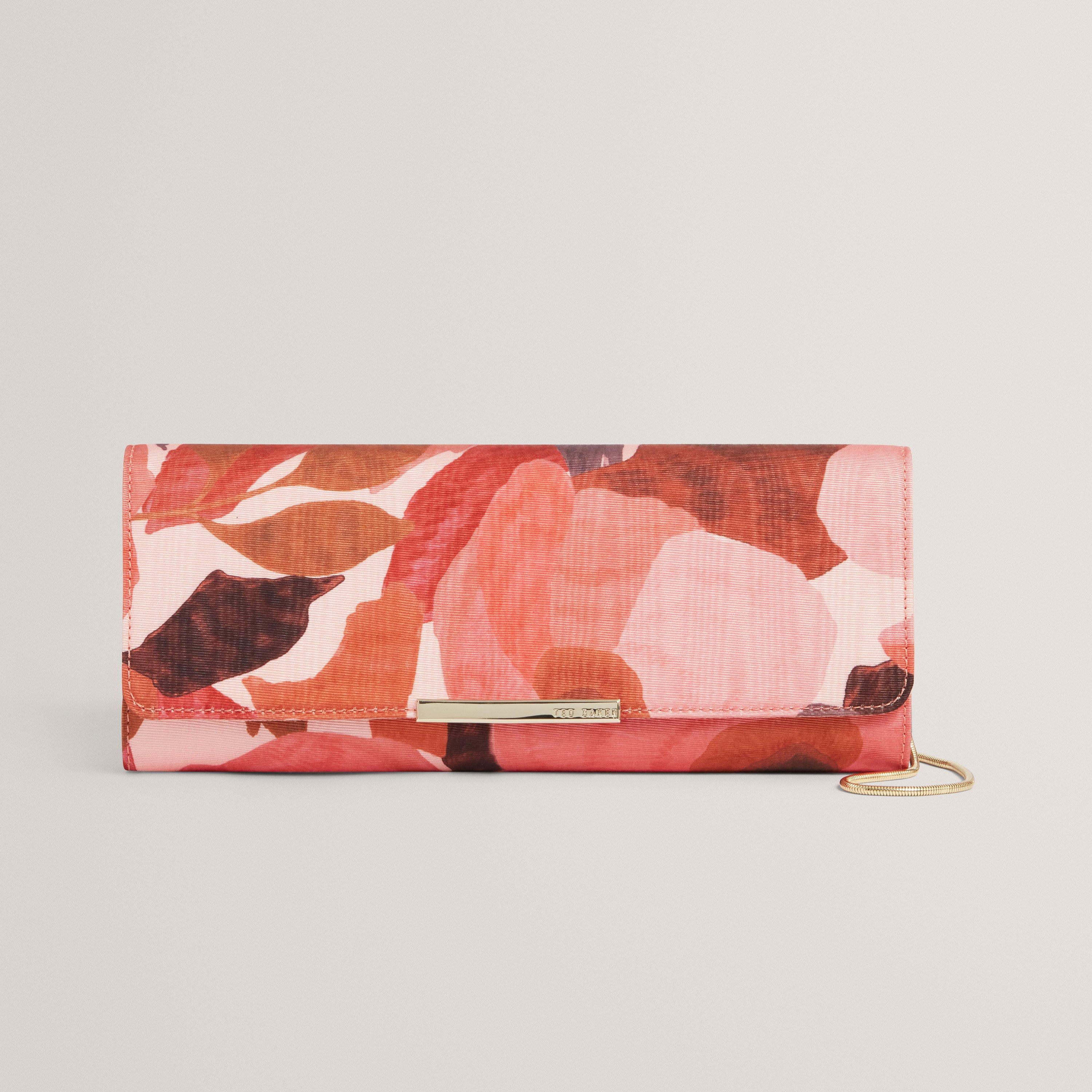 DK-ORANGE - Ted Baker - Womens Floral Print Baguette Clutch Bag - 1