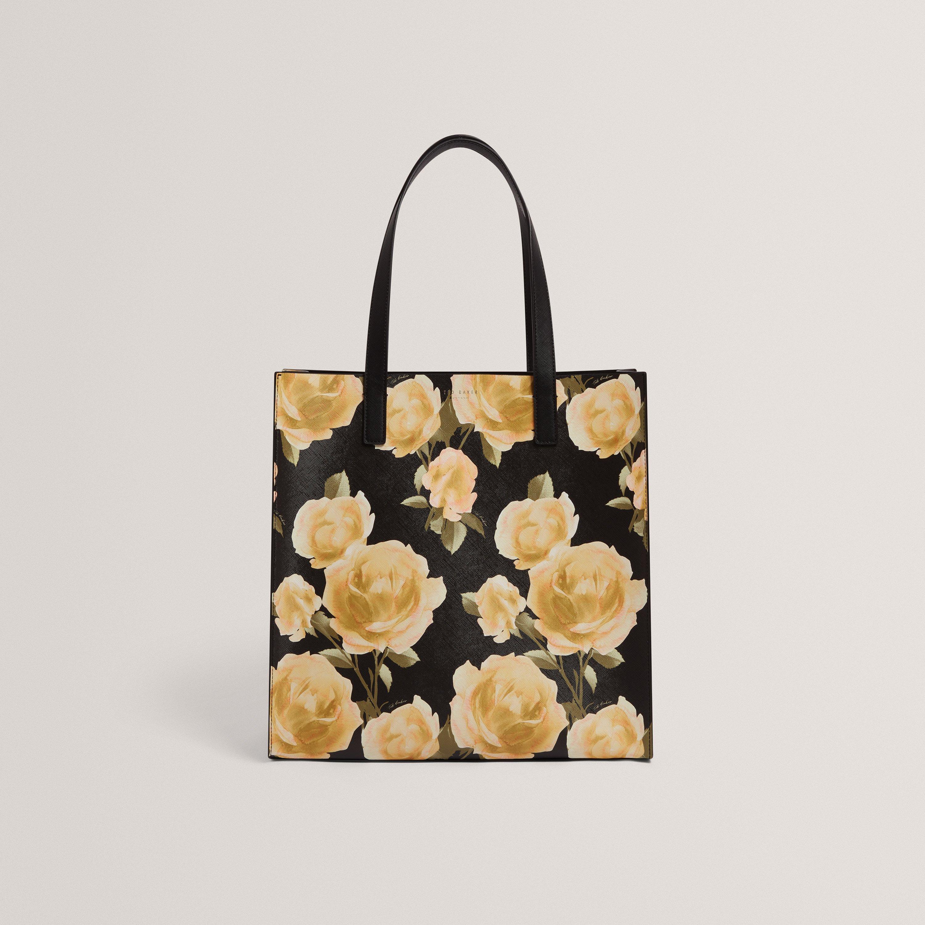 BLACK - Ted Baker - Ted Baker Floral Large Icon Tote Bag - 1