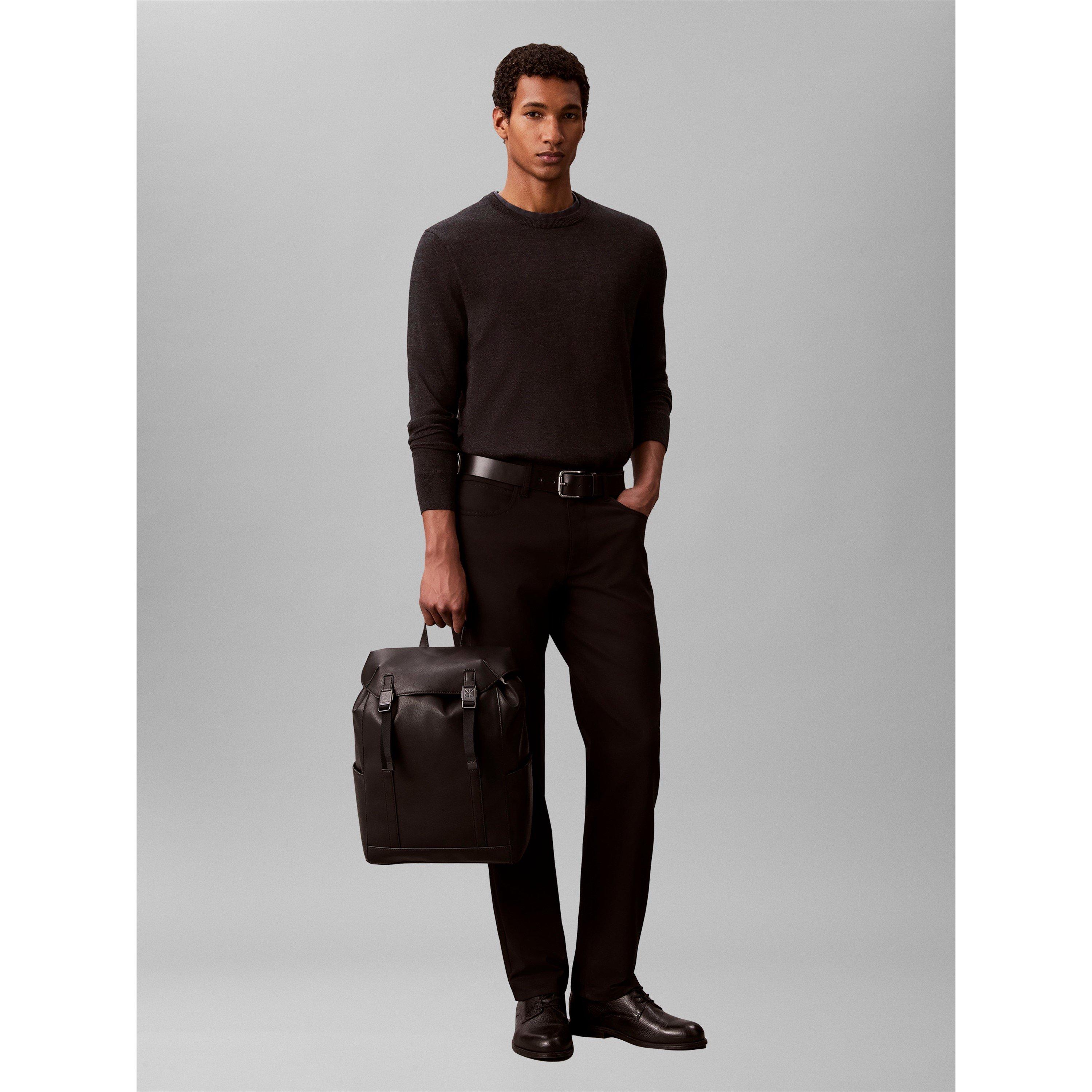 Black - Calvin Klein - Emblem Flap Backpack - 2