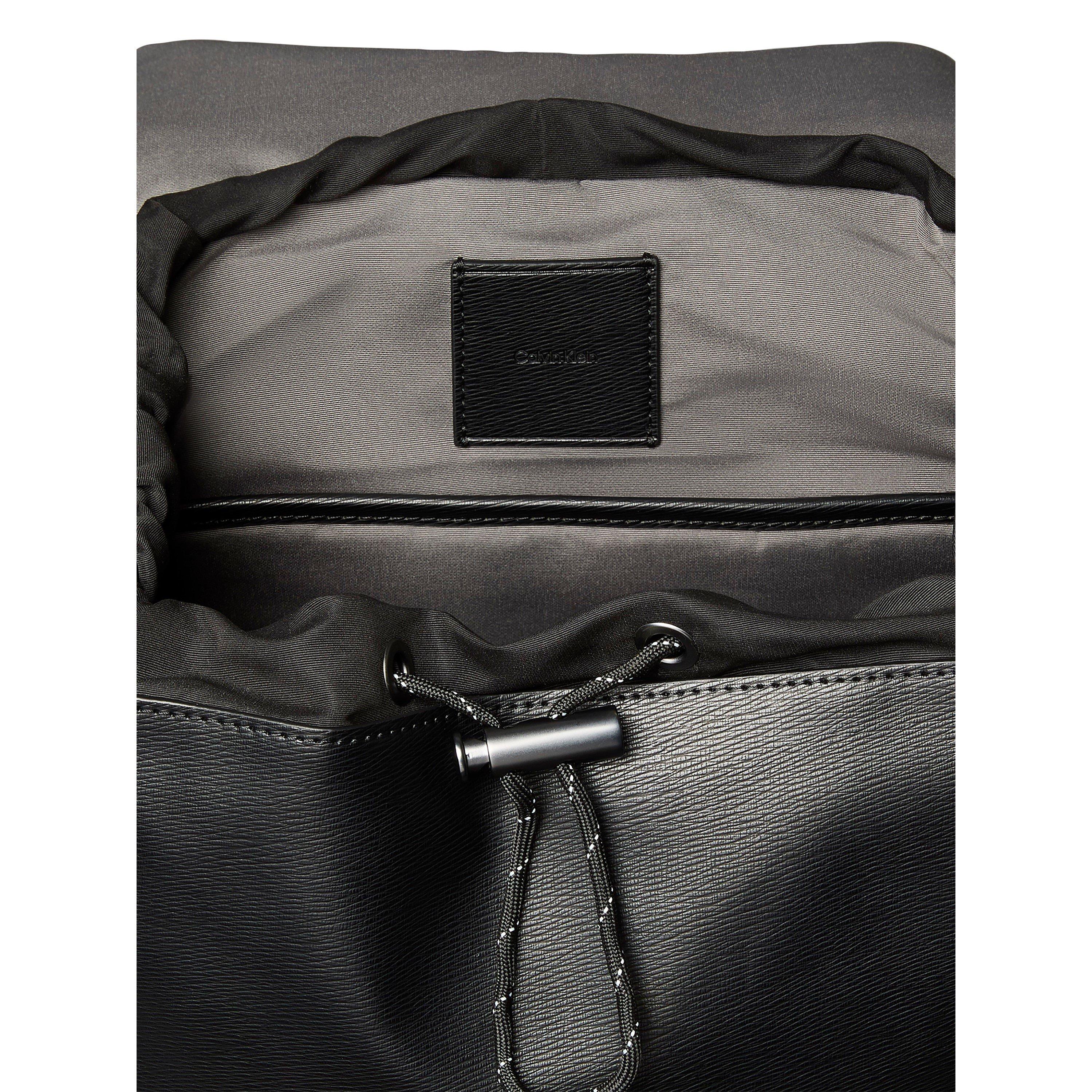 Black - Calvin Klein - Emblem Flap Backpack - 3
