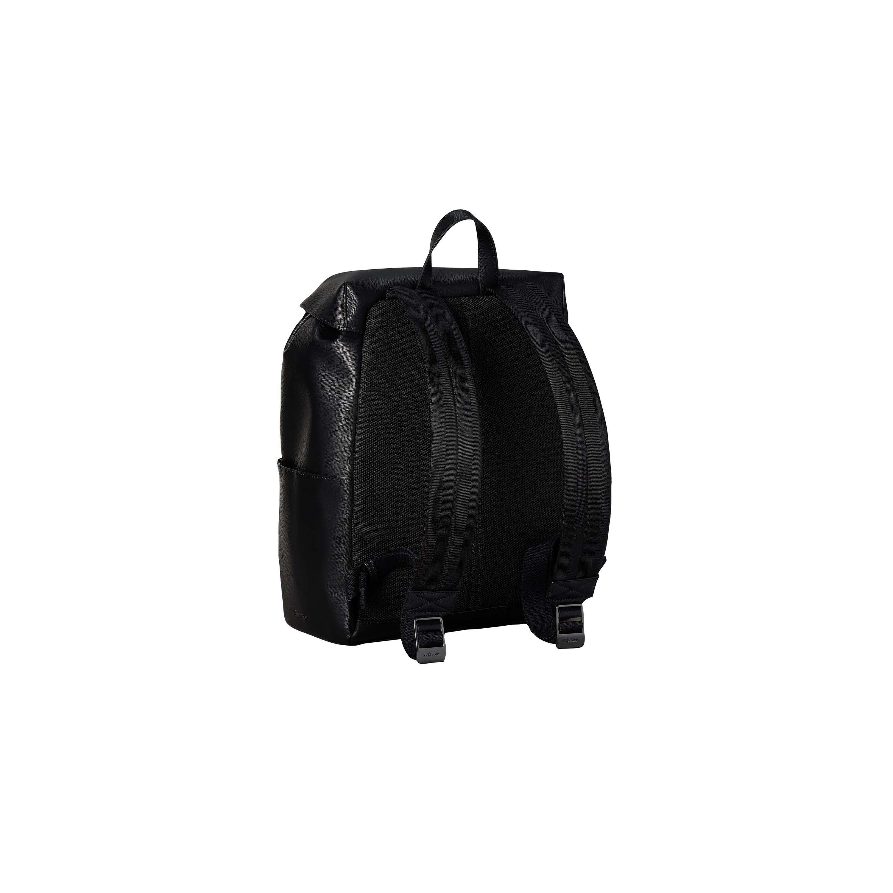 Black - Calvin Klein - Emblem Flap Backpack - 4