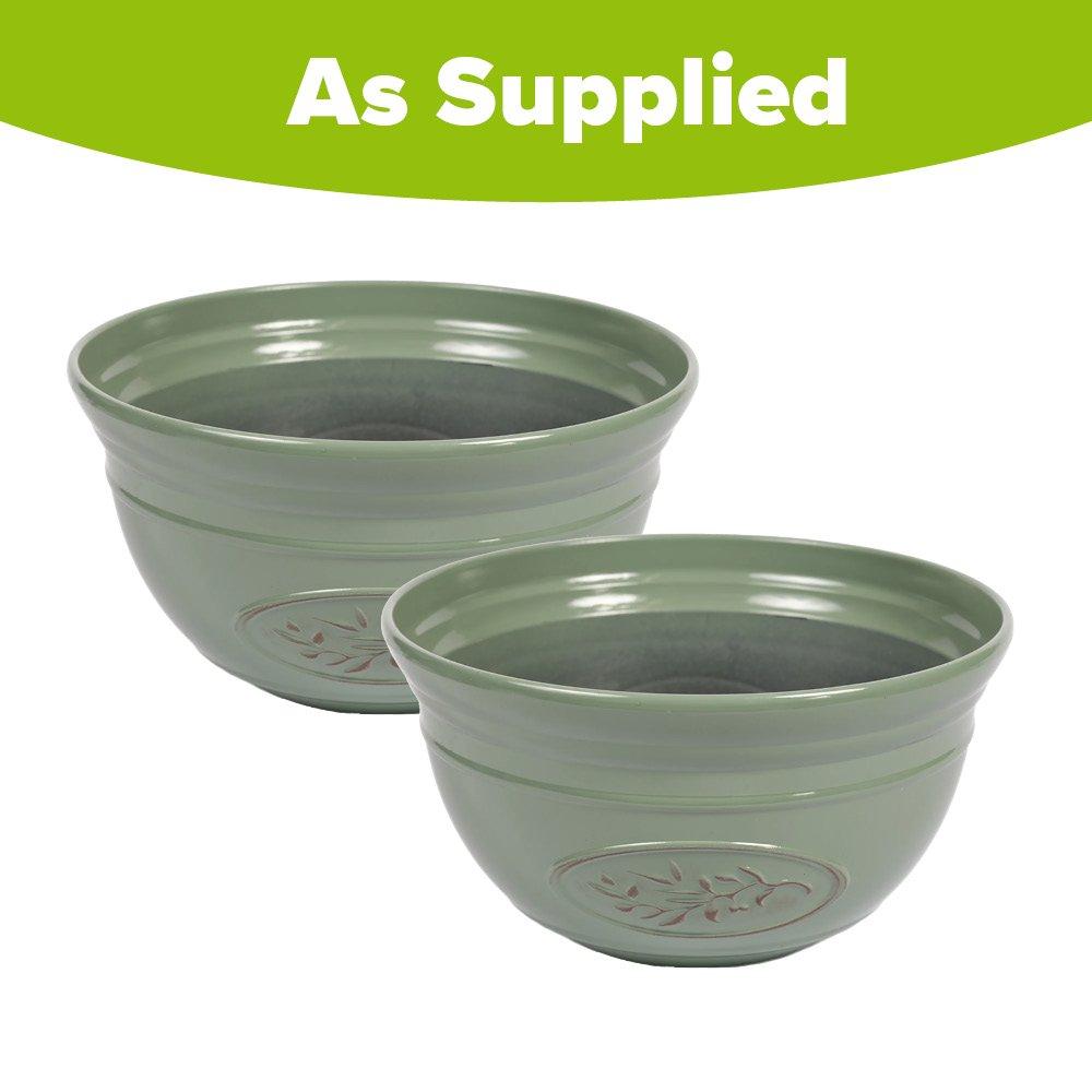 Green - YouGarden - Pair of Olive Bowl Planters (30cm) - 2