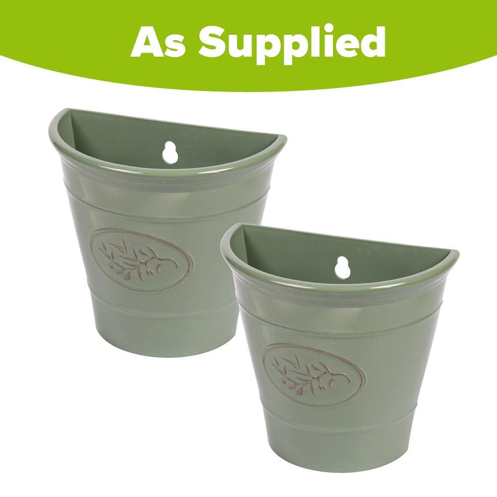 Green - YouGarden - Pair of Olive Wall Planters (23cm) - 2