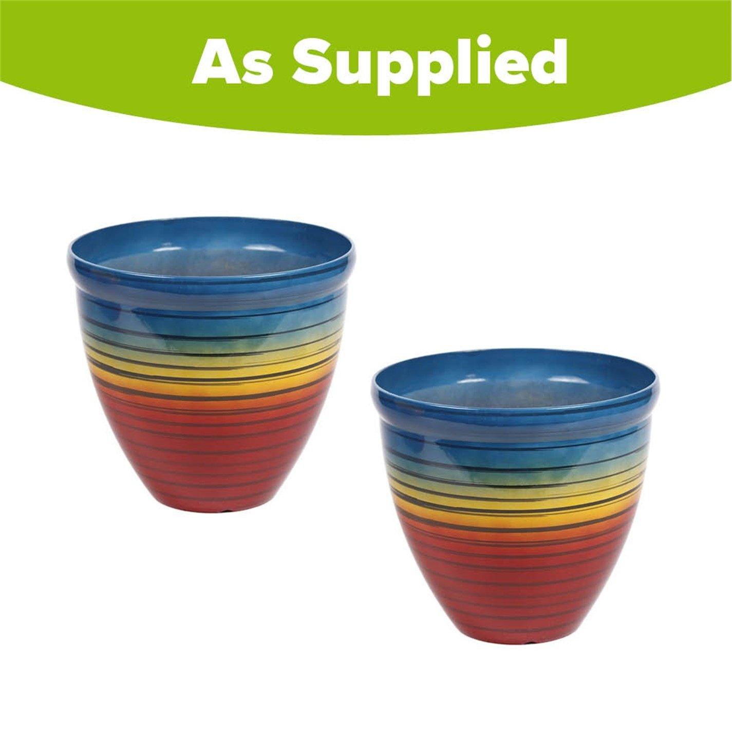 Multi - YouGarden - Pair of Rainbow Planters  (23cm) - 3