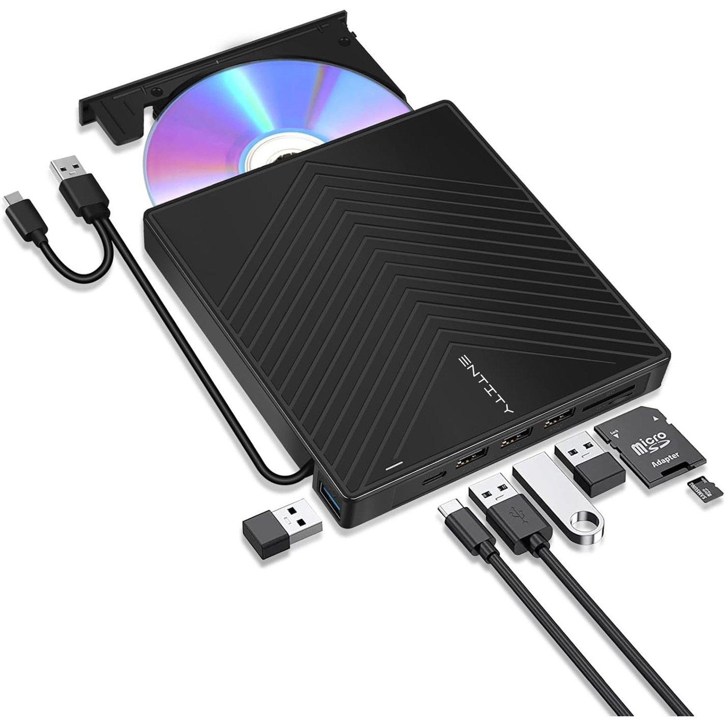 Black - Entity - Entity Era 5in1 DVD Re-writer - with wide compatibility and multiple ports - 1