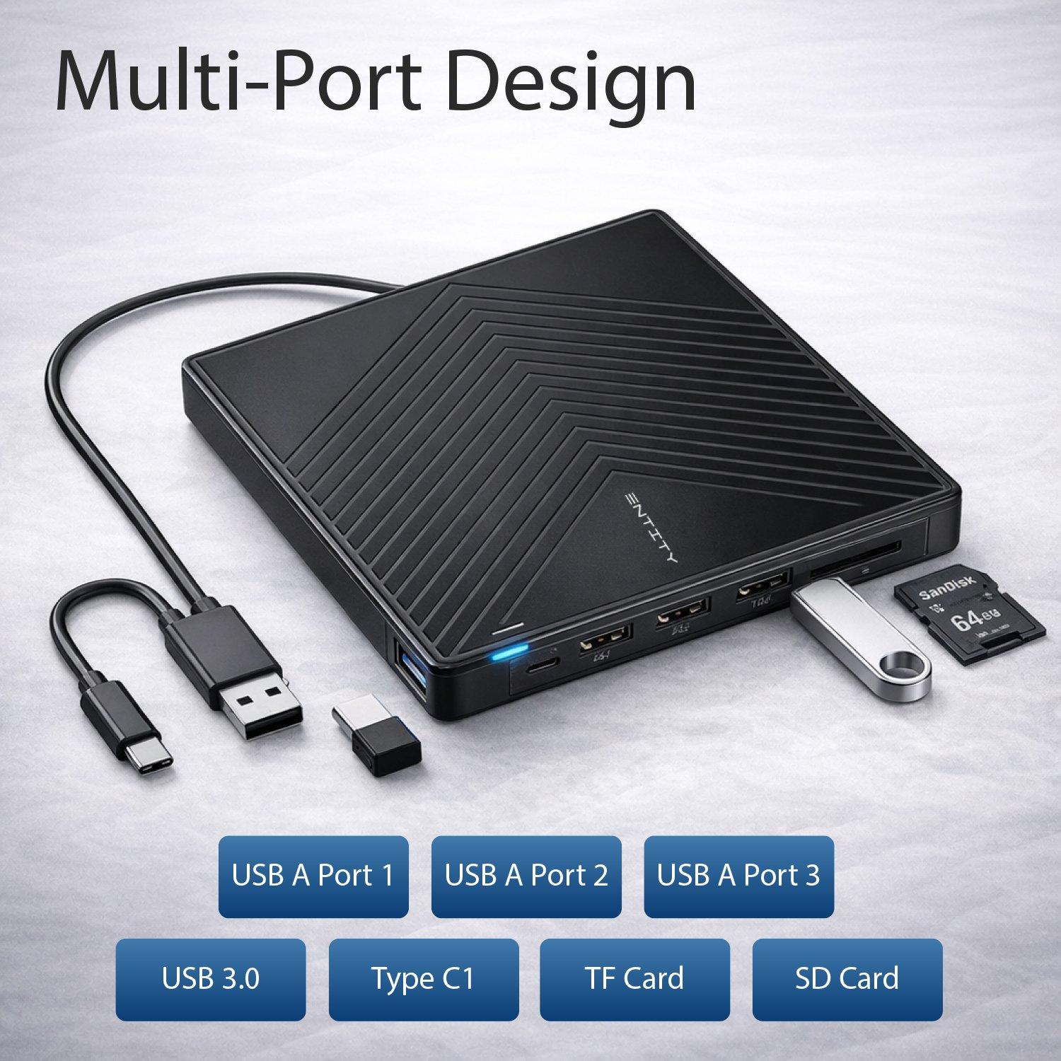 Zwart - Entity - Entity Era 5in1 DVD Re-writer - with wide compatibility and multiple ports - 6