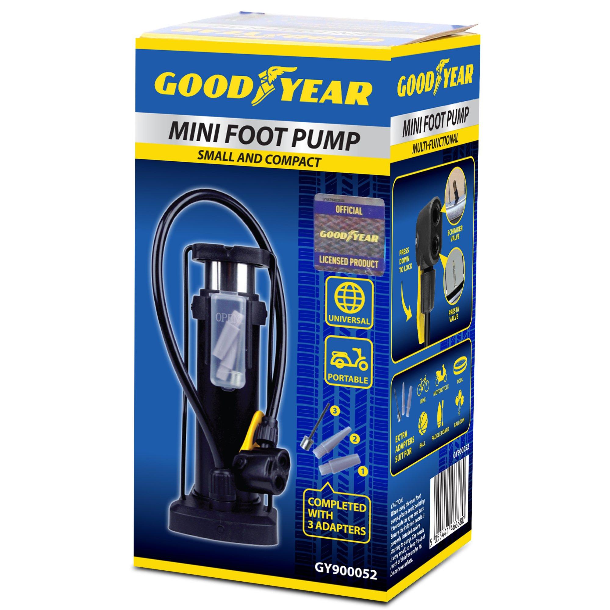 Black - Goodyear - Goodyear Compact Foot Pump - 1
