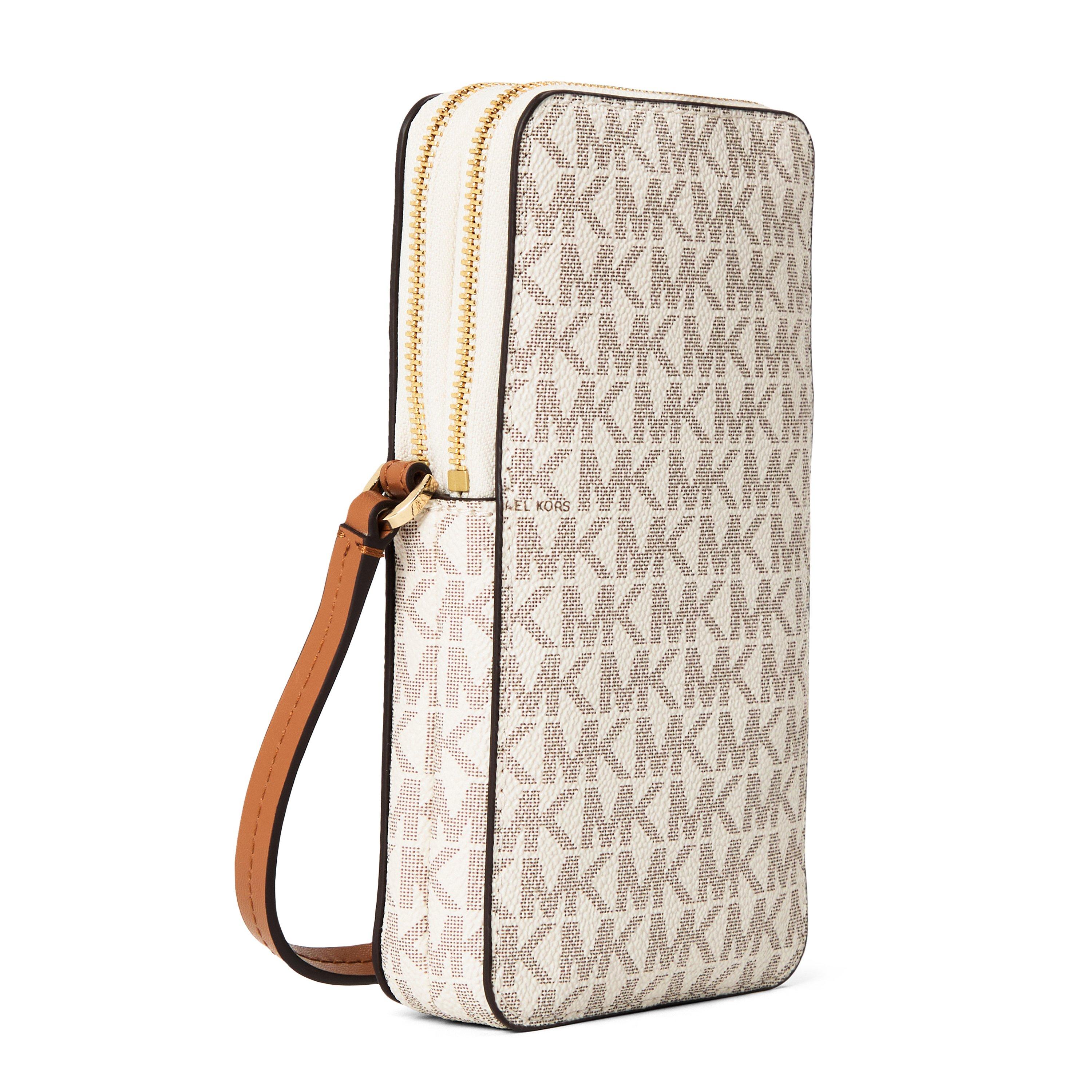 VANILLA/ACRN - MICHAEL Michael Kors - Women's Jet Set Small Double-Zip Leather Phone Crossbody Bag - 2