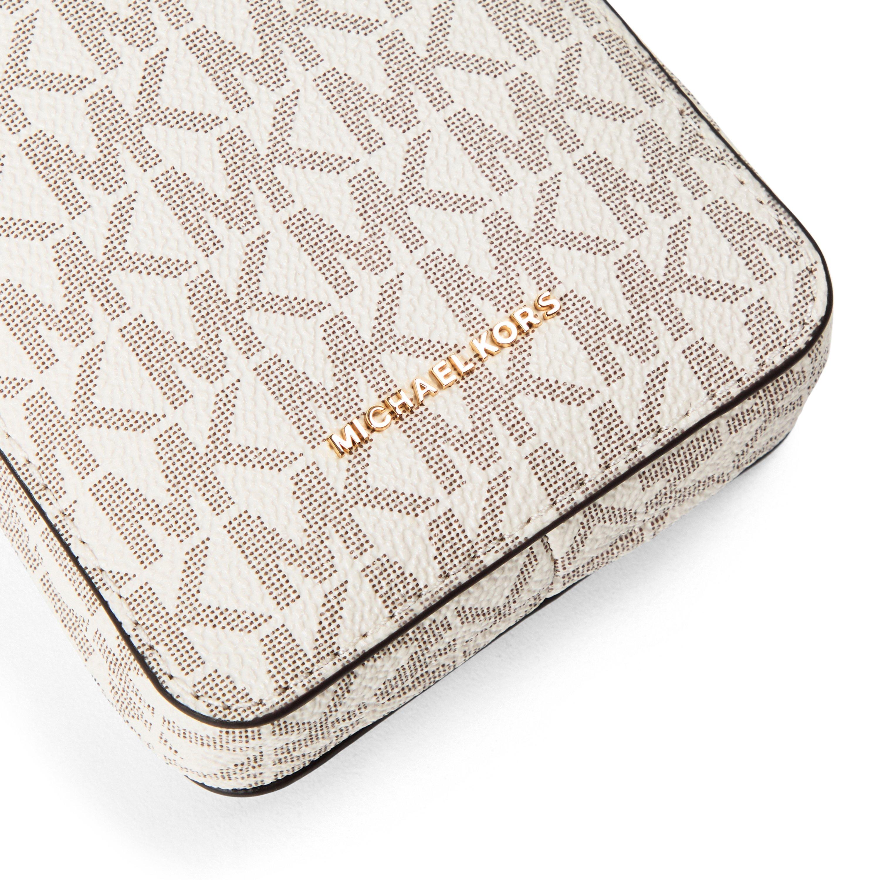 VANILLA/ACRN - MICHAEL Michael Kors - Women's Jet Set Small Double-Zip Leather Phone Crossbody Bag - 3