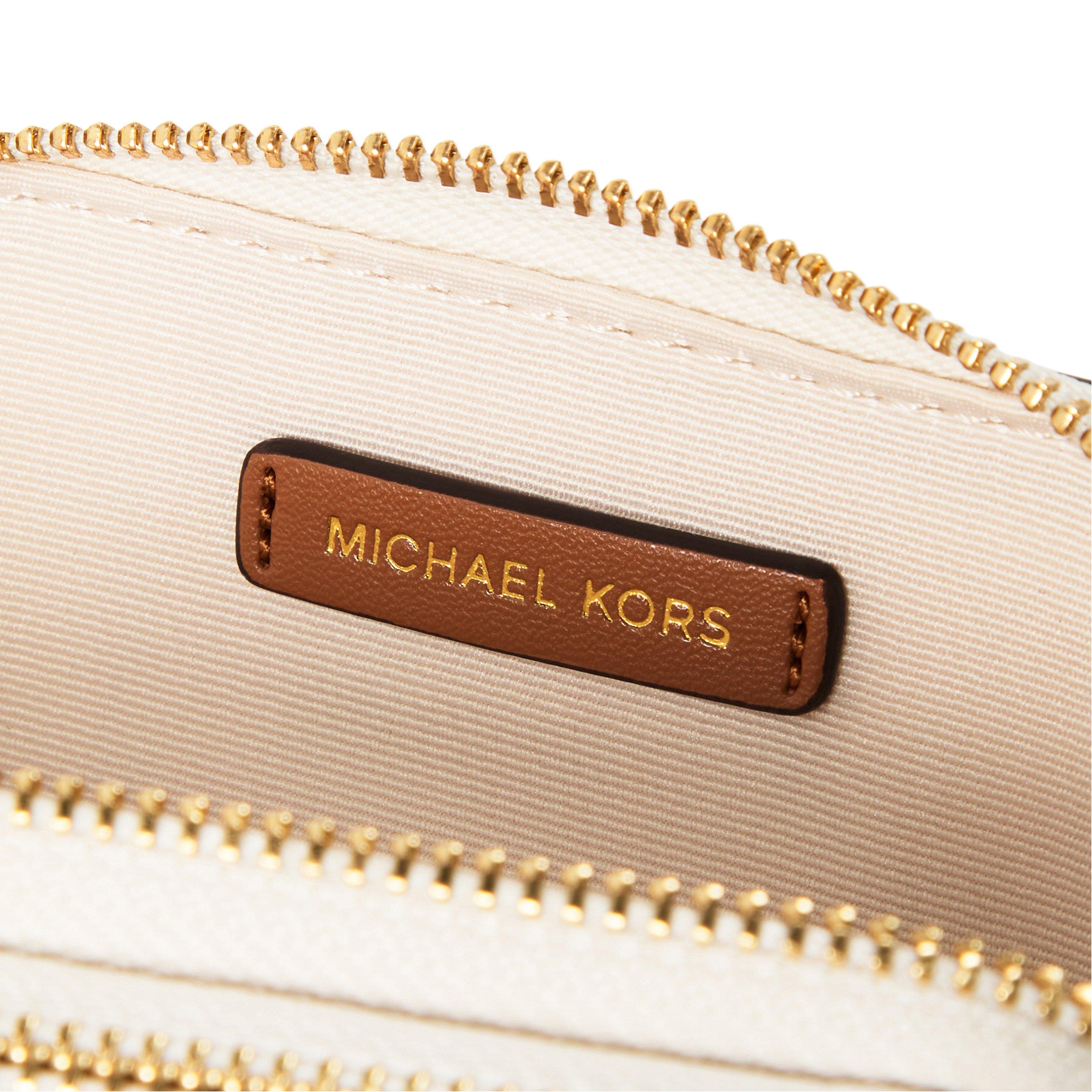 VANILLA/ACRN - MICHAEL Michael Kors - Women's Jet Set Small Double-Zip Leather Phone Crossbody Bag - 4