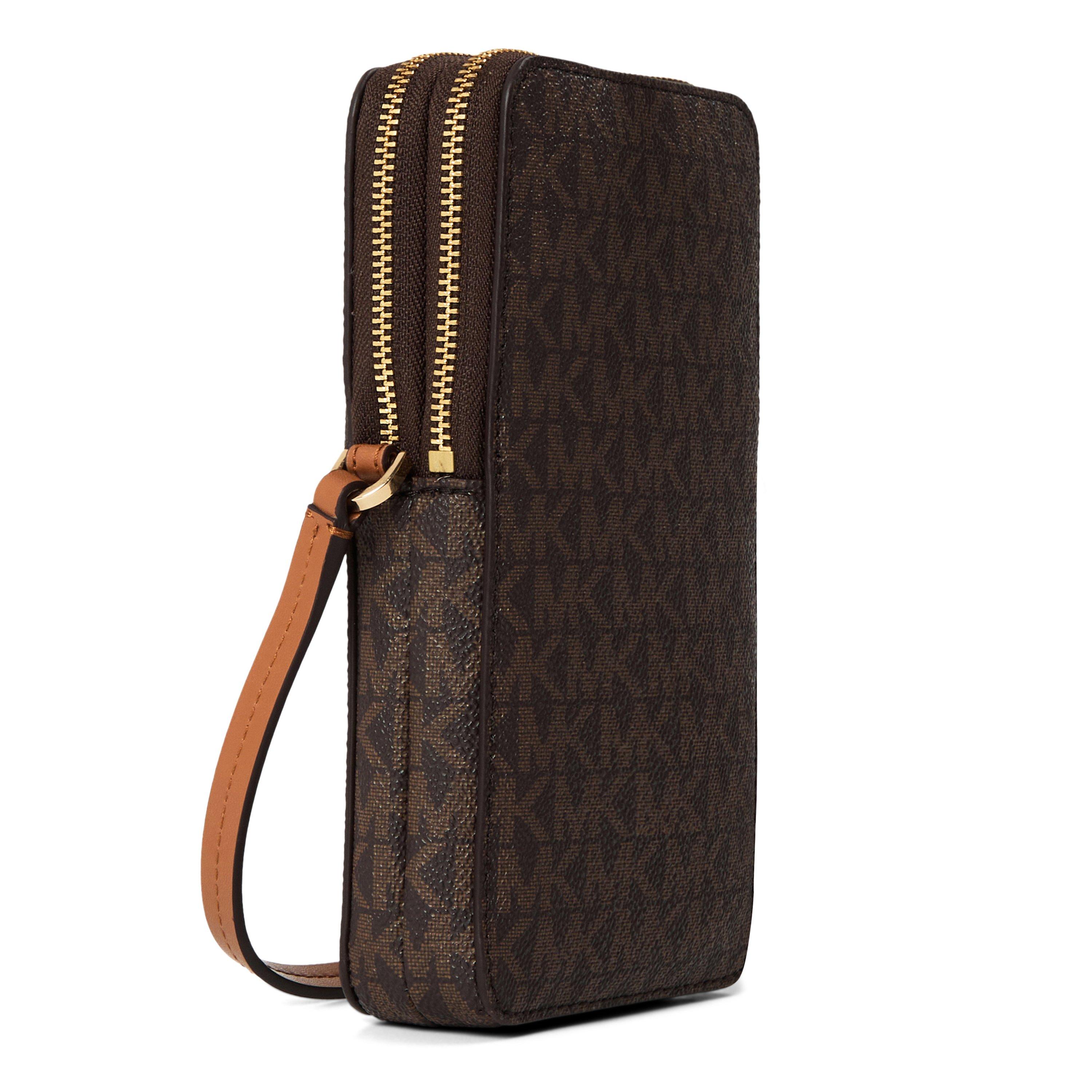 BRN/ACORN - MICHAEL Michael Kors - Women's Jet Set Small Double-Zip Leather Phone Crossbody Bag - 2