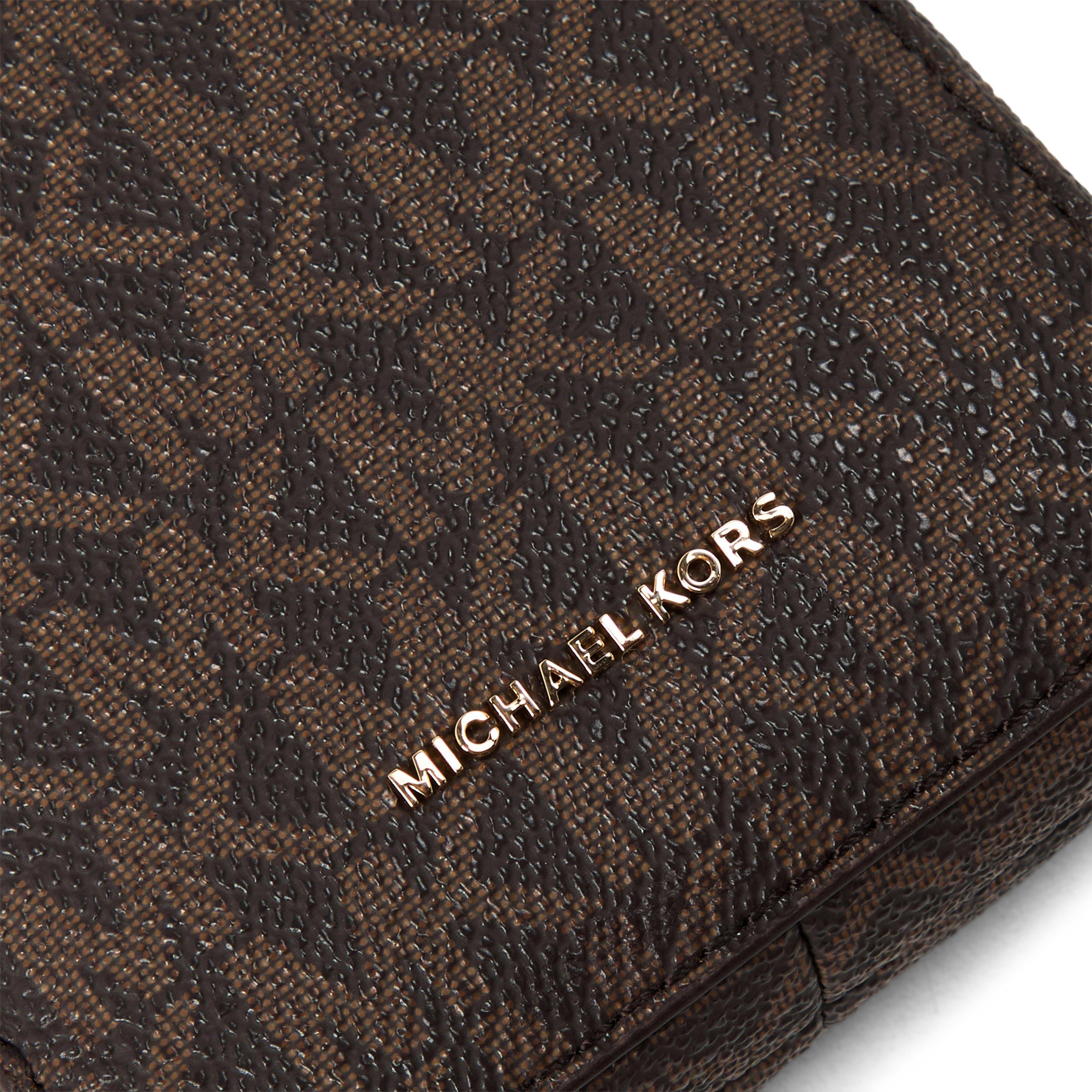 BRN/ACORN - MICHAEL Michael Kors - Women's Jet Set Small Double-Zip Leather Phone Crossbody Bag - 3