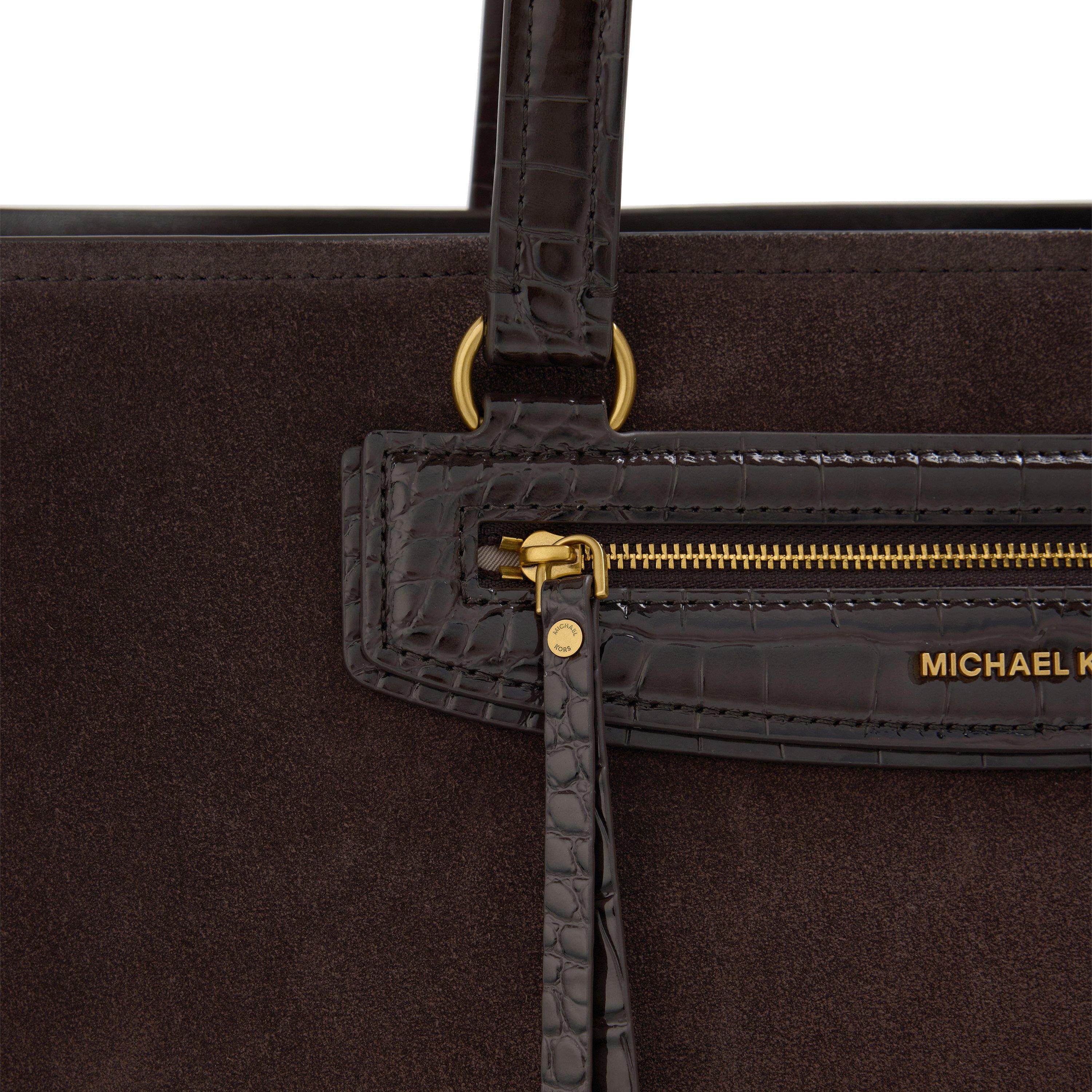 CHOCOLATE - MICHAEL Michael Kors - Women's Jet Set Travel Embossed Suede Tote - 3