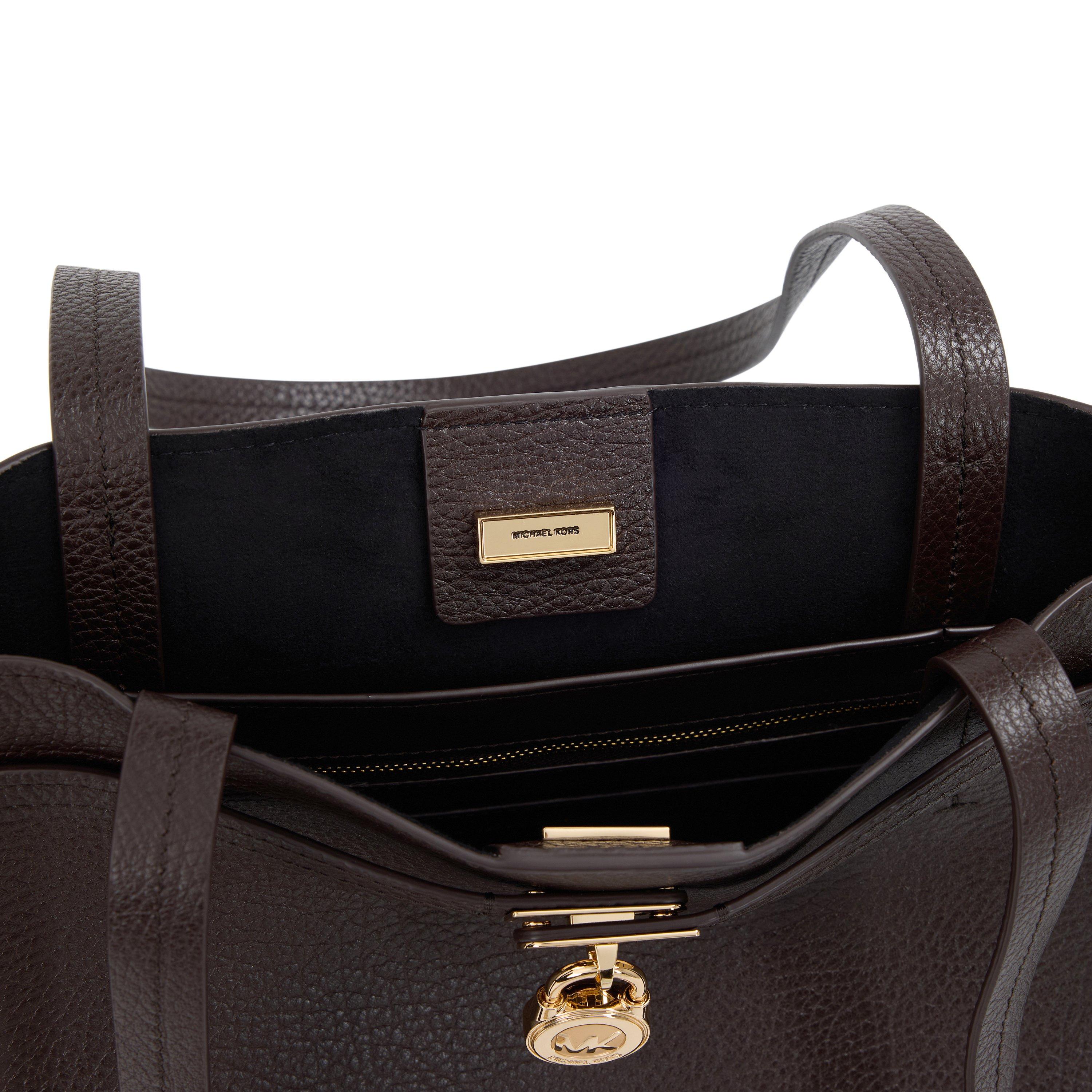 CHOCOLATE - MICHAEL Michael Kors - Women's Hamilton Moderne Large Fold Leather Tote Bag - 4
