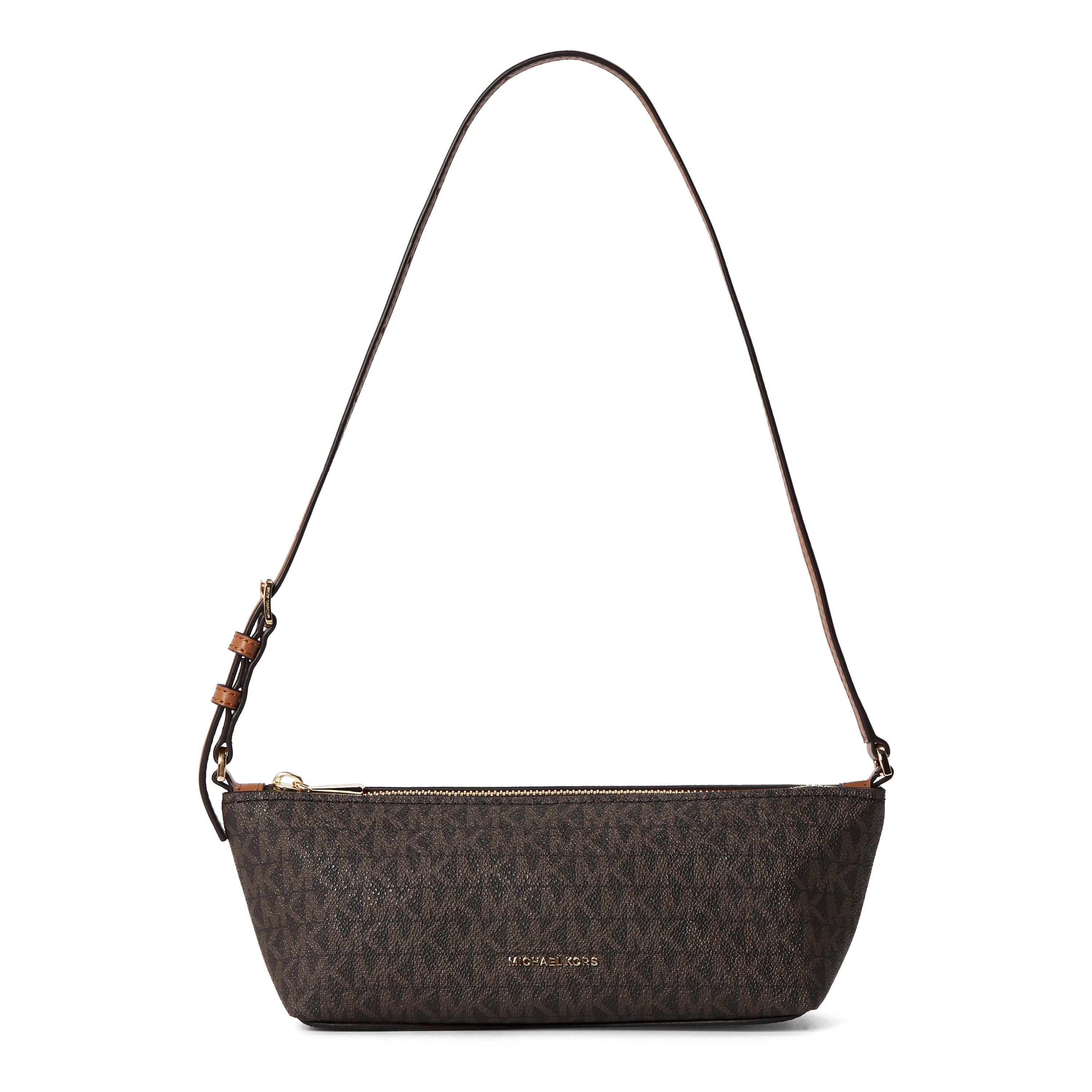 BRN/ACORN - MICHAEL Michael Kors - Women's Laila Small East-West Coated Canvas Shoulder Bag - 1