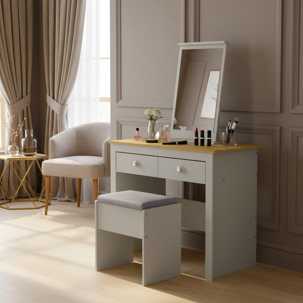 Grey - Jack Wills - Lancaster 2 Drawer Dressing Table Set - 2