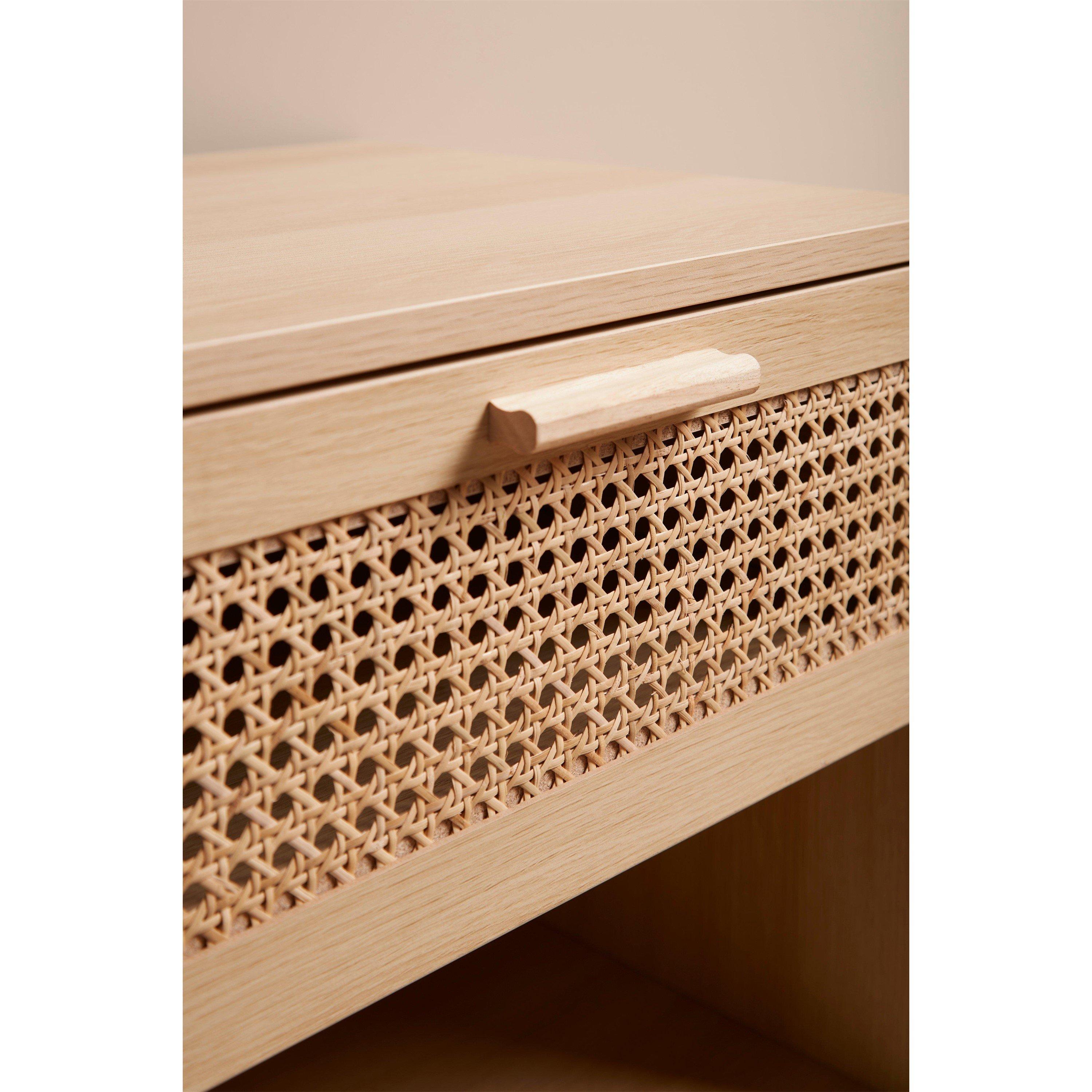 Oak - Homelife - Rattan Fronted Side Table - 4