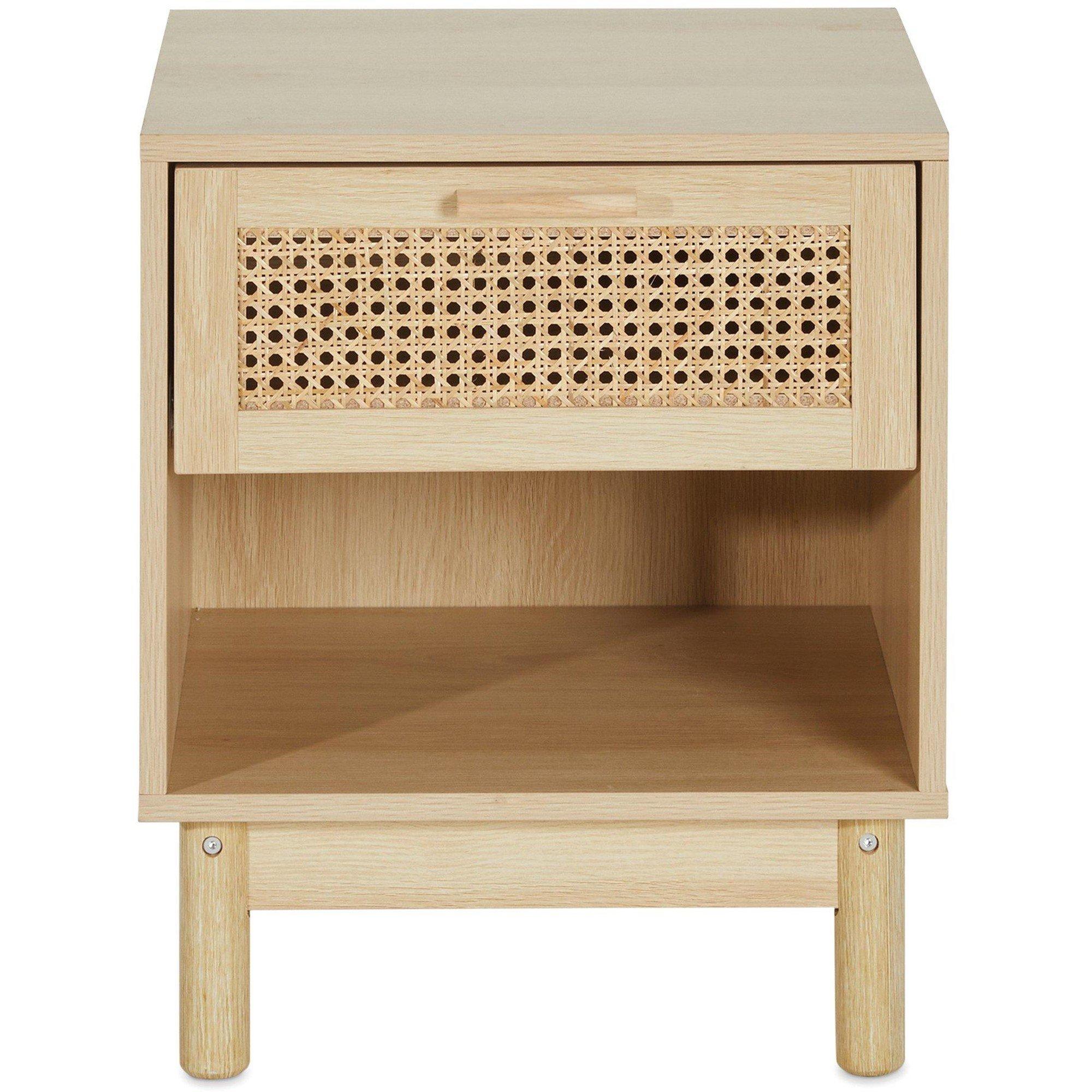 Oak - Homelife - Rattan Fronted Side Table - 5