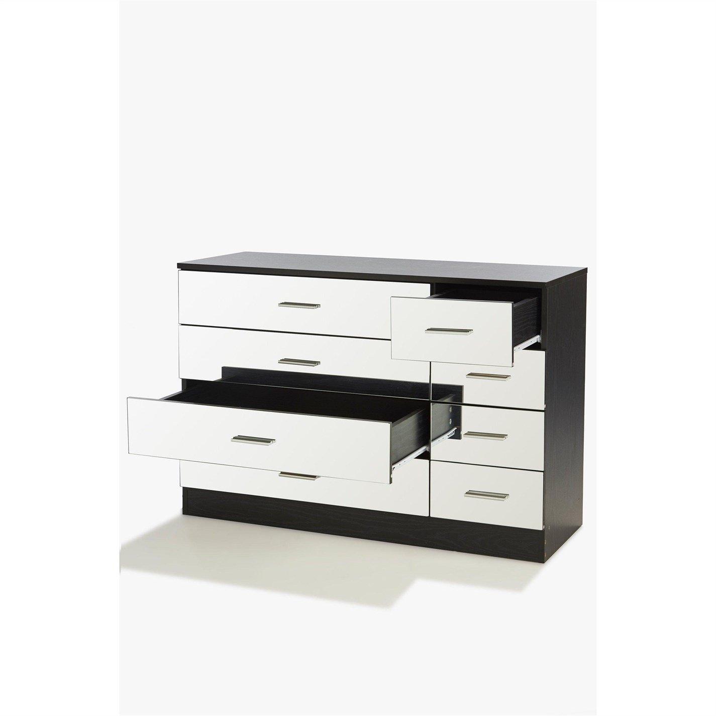 Black - Homelife - Coniston Mirrored 8 Drawer Drawers - 4