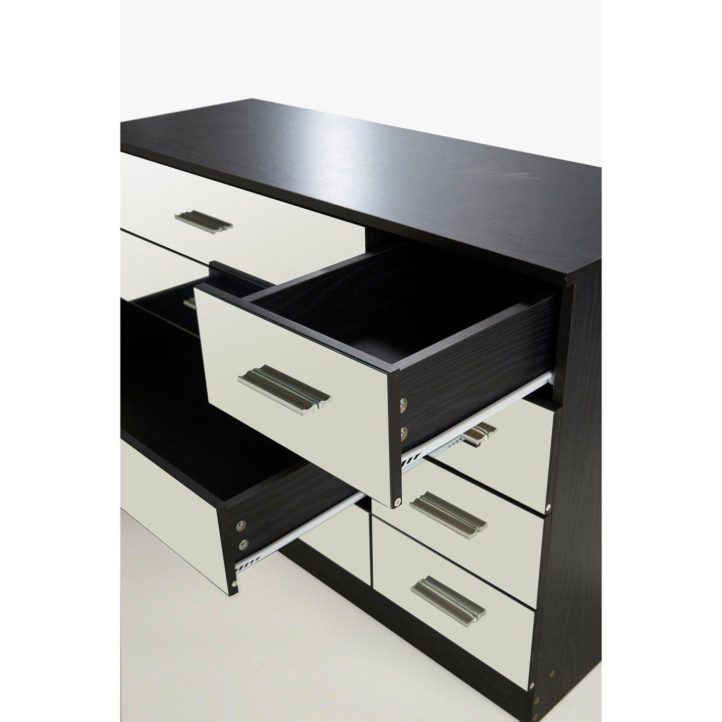Black - Homelife - Coniston Mirrored 8 Drawer Drawers - 5