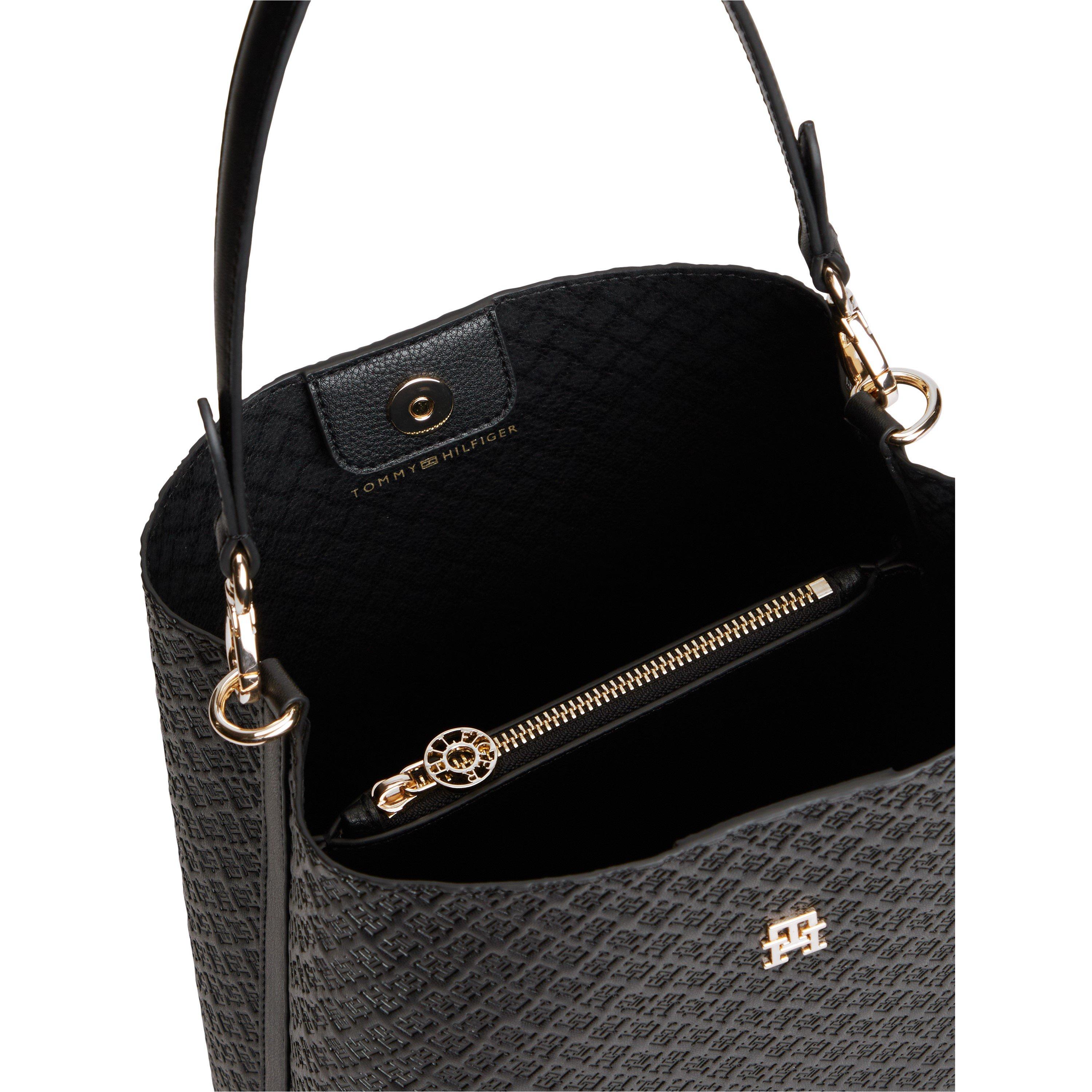 Black - Tommy Hilfiger - Women's Icon Satchel Mono Faux Leather Shoulder Bag - 3