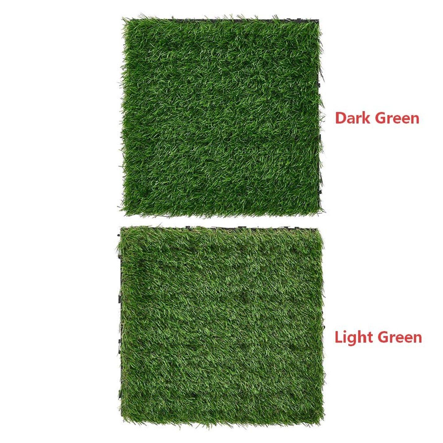 Light Green - Breeins - 11pcs Interlocking Artificial Grass Deck Tiles - 11