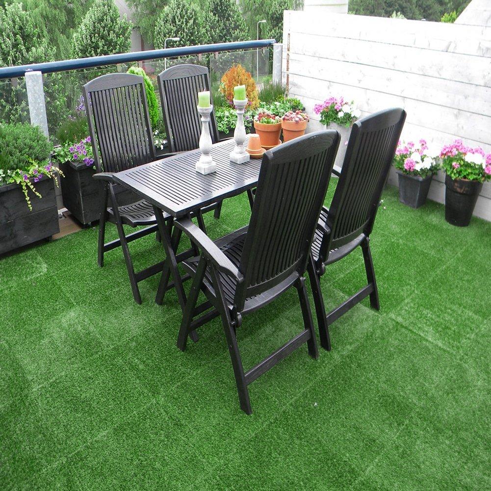 Light Green - Breeins - 11pcs Interlocking Artificial Grass Deck Tiles - 16