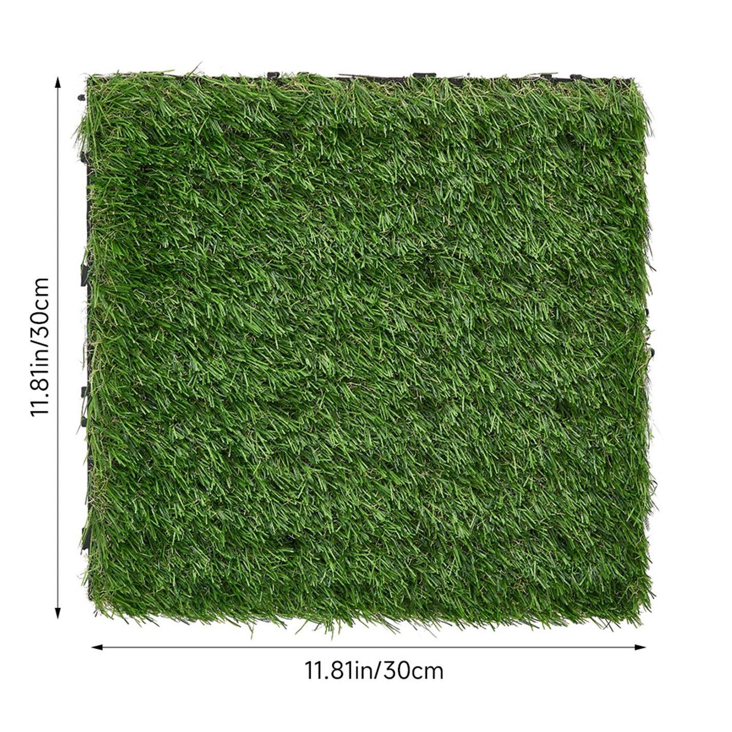 Light Green - Breeins - 11pcs Interlocking Artificial Grass Deck Tiles - 3