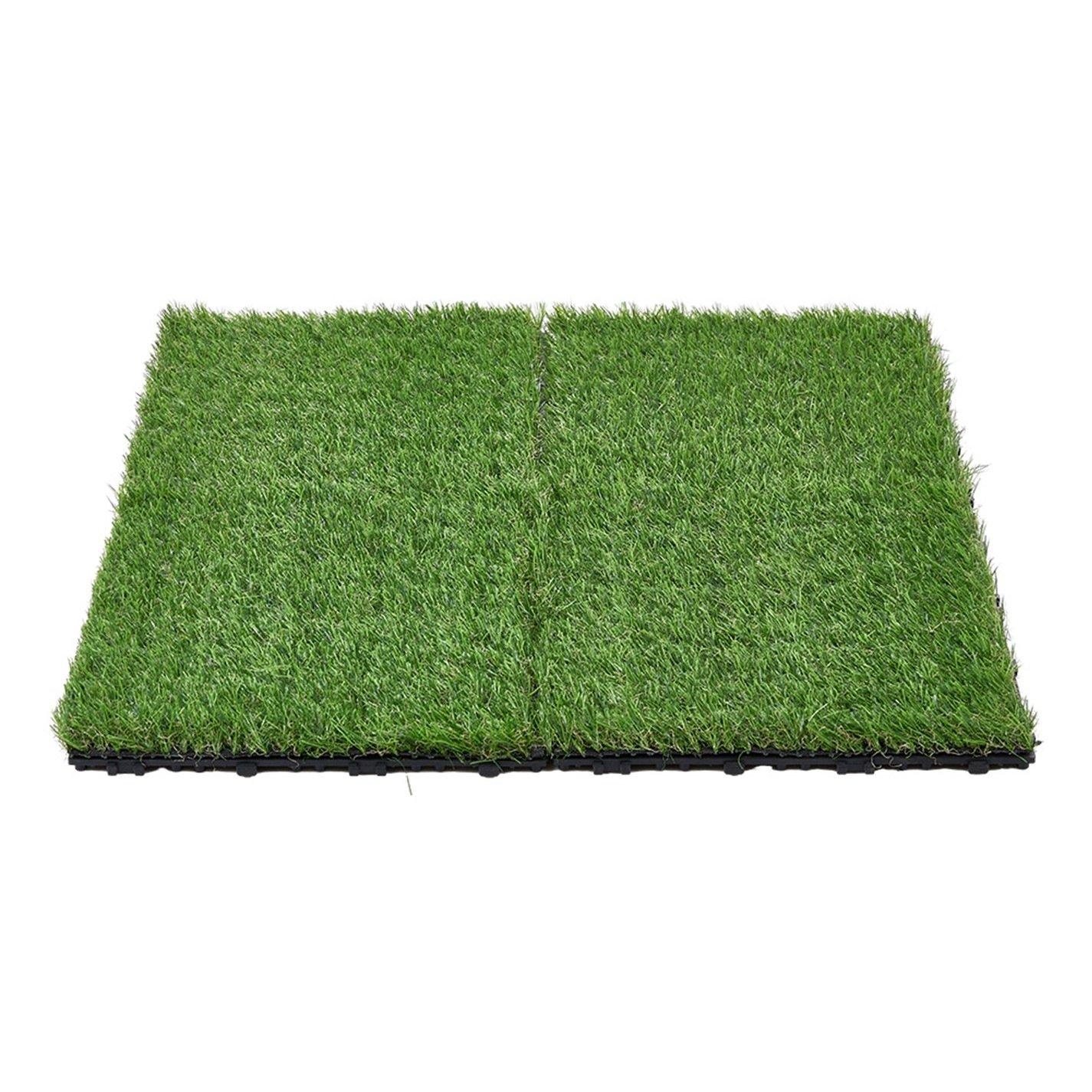 Light Green - Breeins - 11pcs Interlocking Artificial Grass Deck Tiles - 5