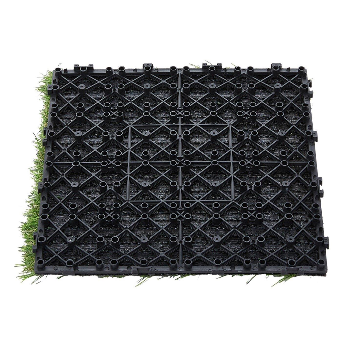 Light Green - Breeins - 11pcs Interlocking Artificial Grass Deck Tiles - 6