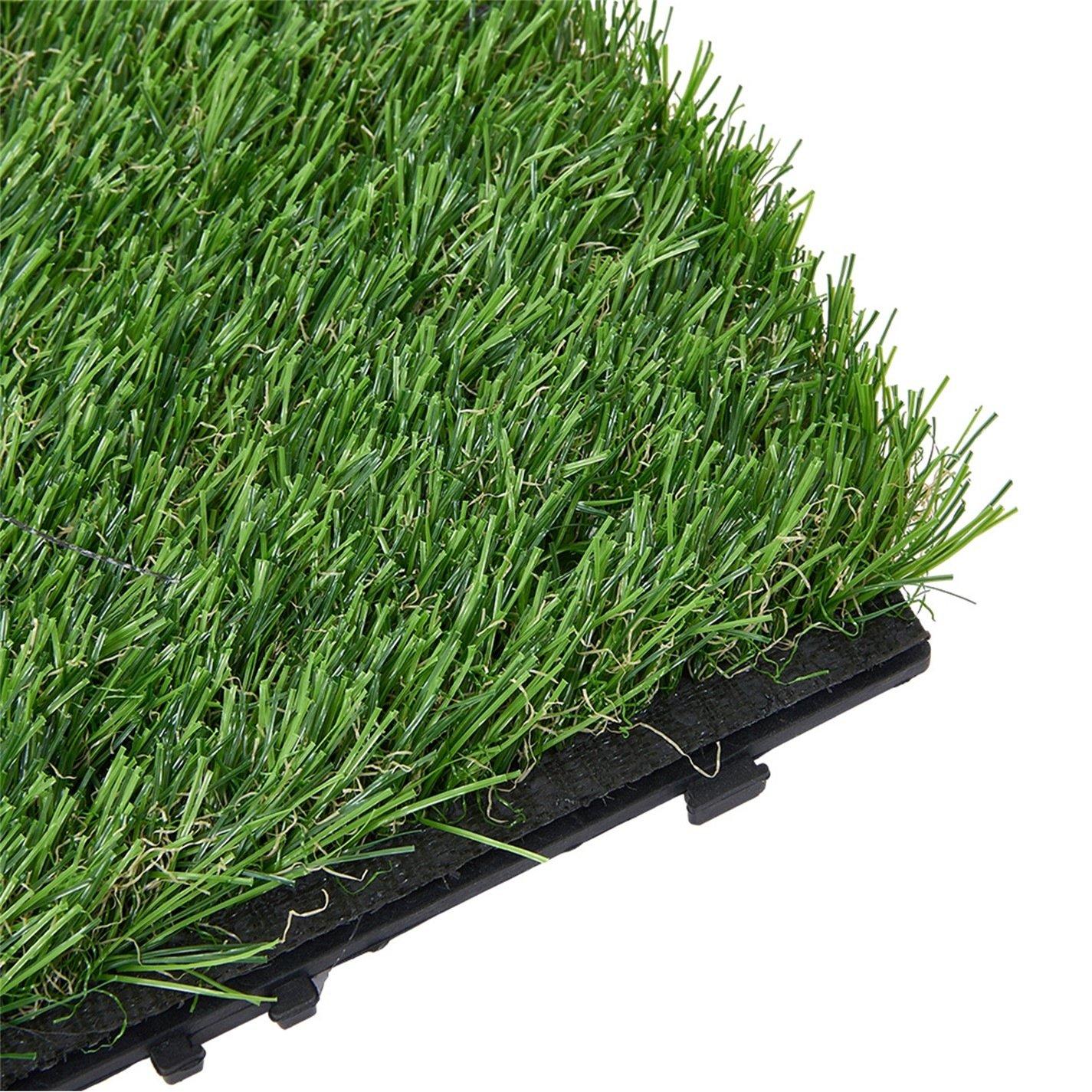 Light Green - Breeins - 11pcs Interlocking Artificial Grass Deck Tiles - 9