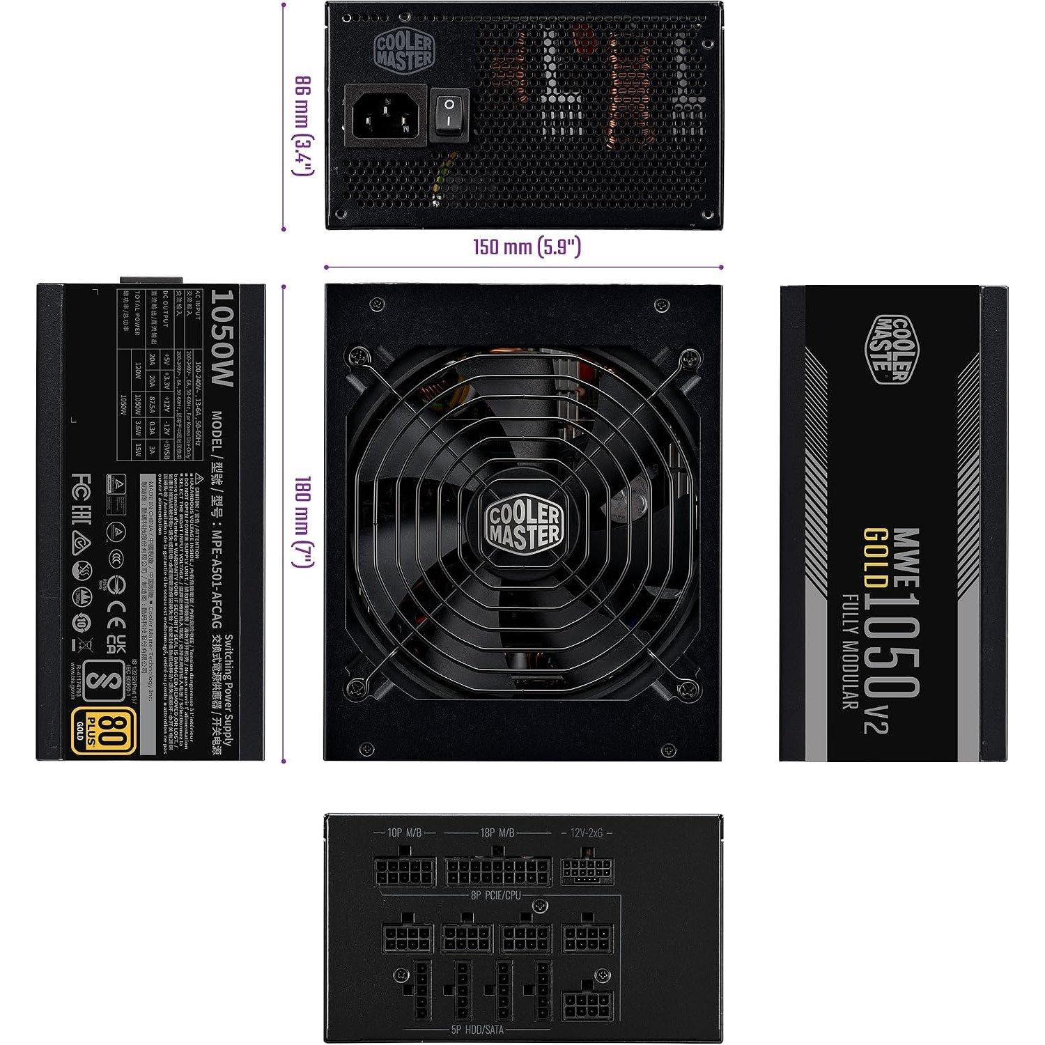 Cooler Master | MWE Gold 1050 V2 1050W PSU ATX 3.1 PCIe 5.1 80 PLUS ...