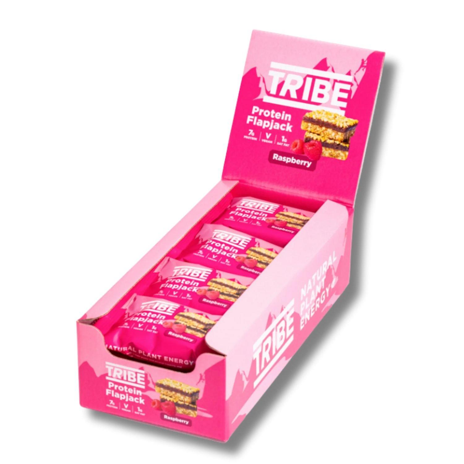 Tribe  Vegan Protein Flapjack Bars (12 X 50G Bars) - Raspberry - Pack of 12