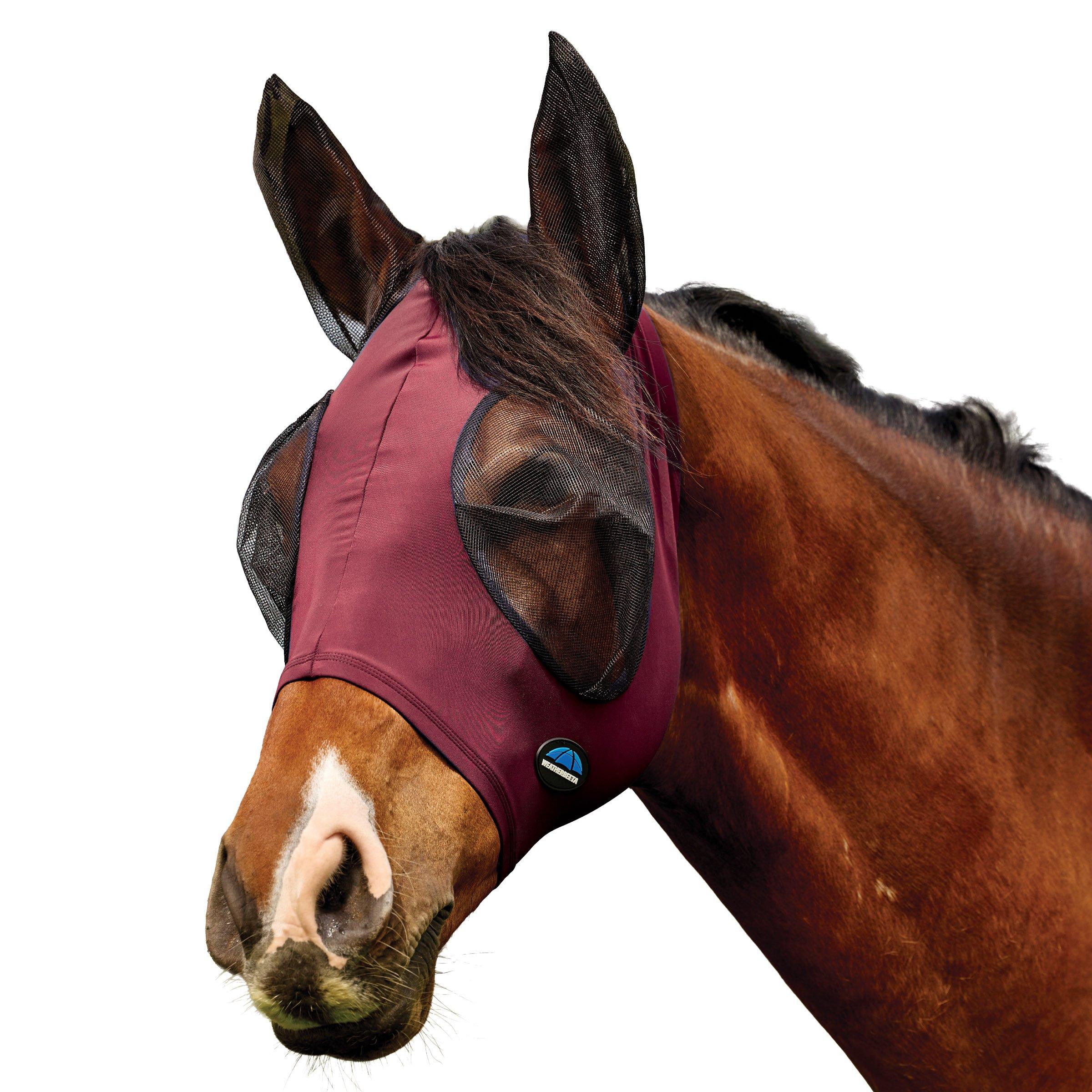 Burgundy Black - Weatherbeeta - Weatherbeeta Comfitec Deluxe Stretch Fly Mask with Ears