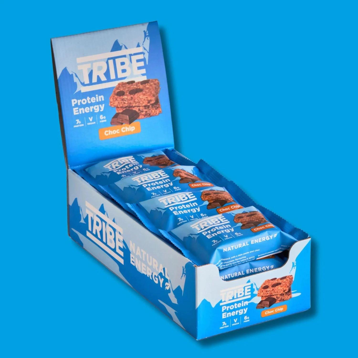 Tribe  New: Vegan Protein Energy Bars (12 X 50G Bar - Choc Chip - Pack of 12