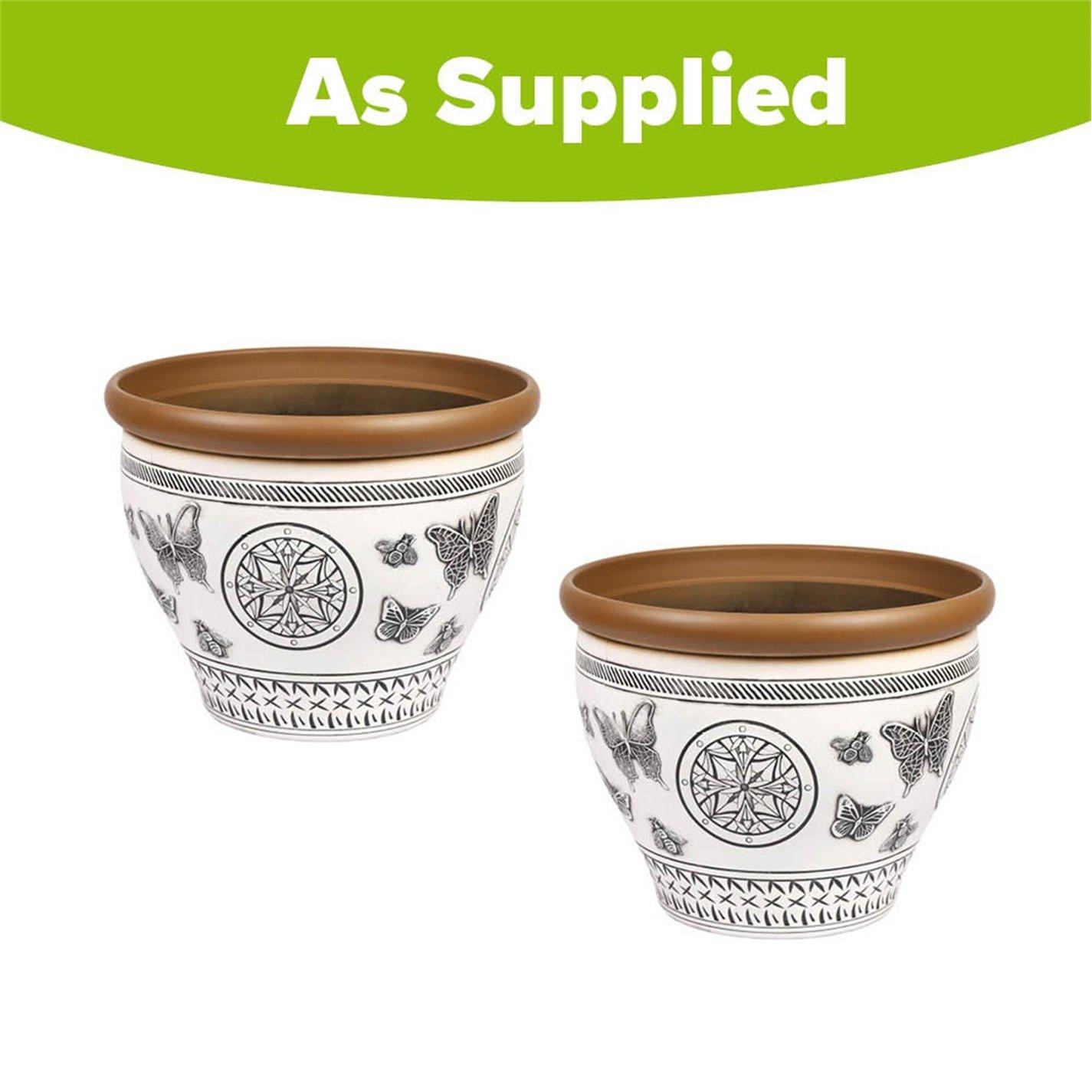 Multi - YouGarden - Pair of Papilio Planters - White (30cm) - 3