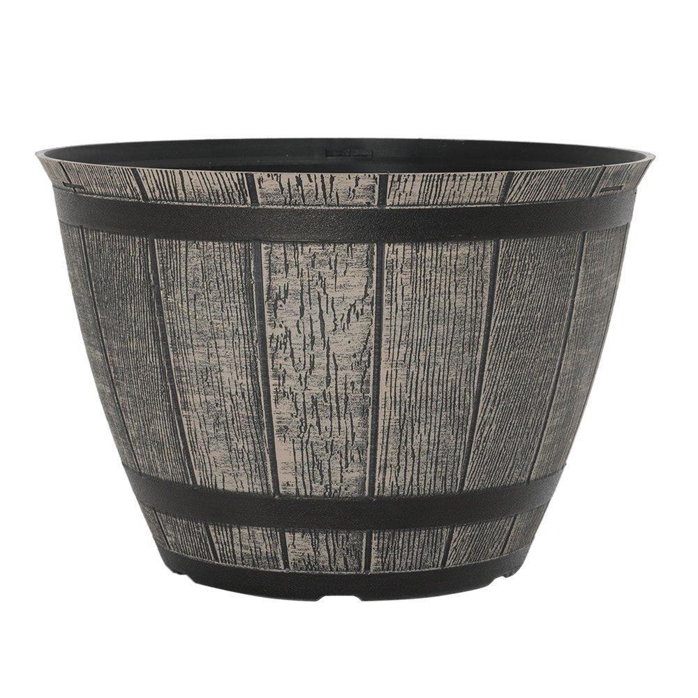 Brown - YouGarden - Pair of Barrel Planters (30cm) - 1